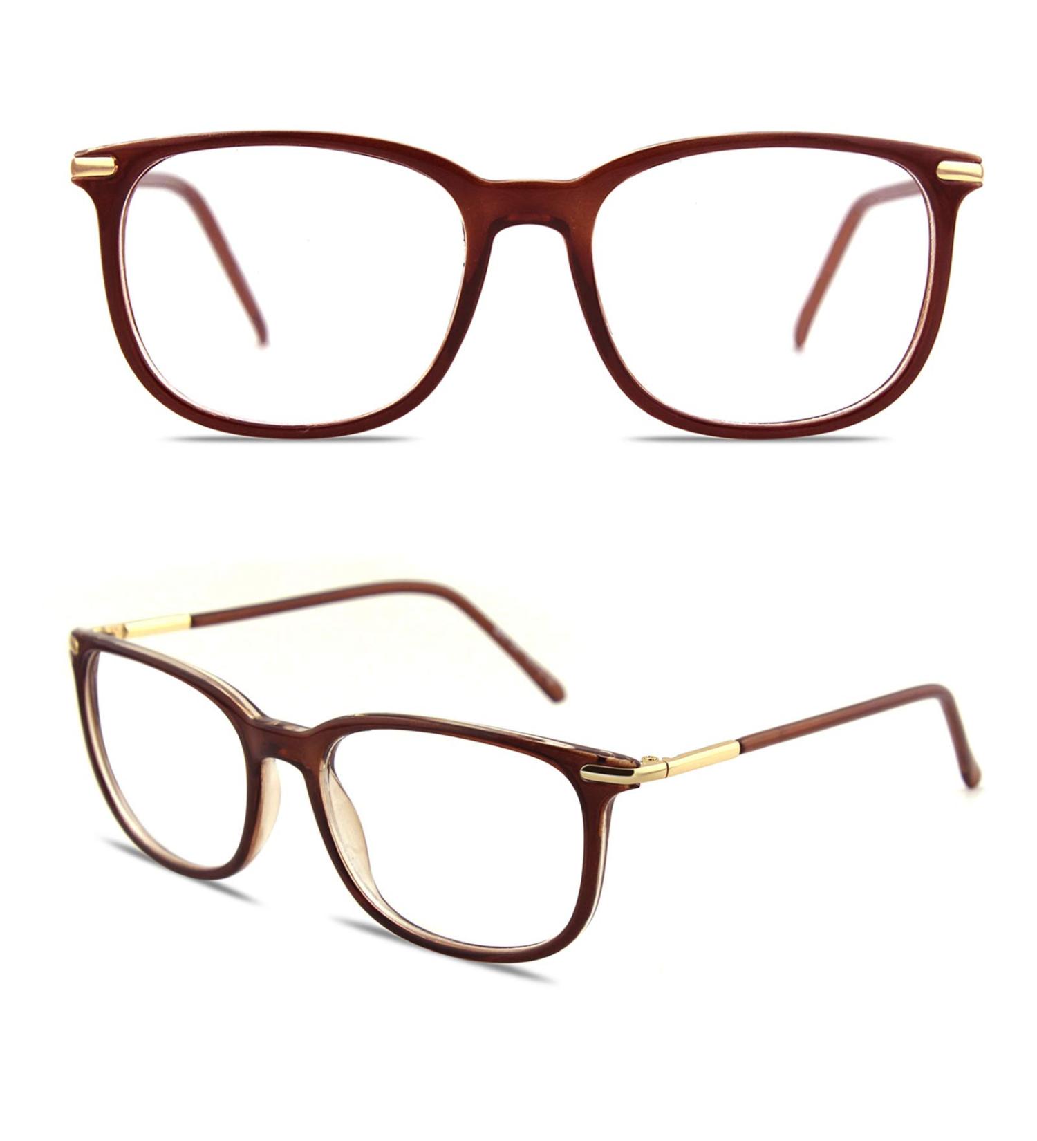 GQUEEN Horn-Rimmed Fake Glasses for Women & Men - UV400 Nerd Glasses - Stylish Brown Prescription-Free Eyewear - Buy Online on GoSupps.com