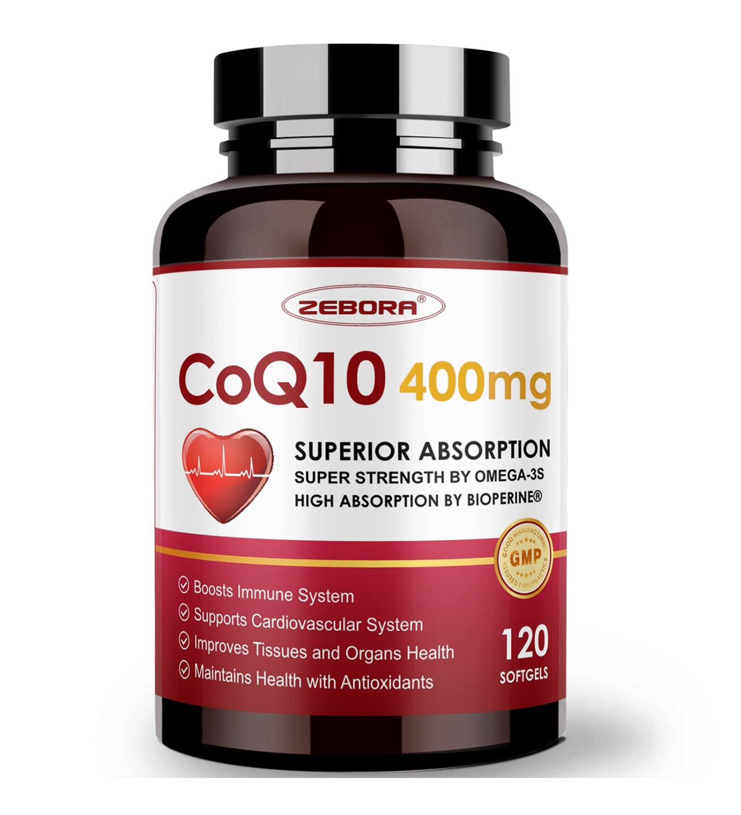 High-Absorption CoQ10 400mg Softgels with PQQ, BioPerine & Omega-3 - Powerful Antioxidant Supplement for Heart Health & Energy - 120 Servings - Buy Online on GoSupps.com