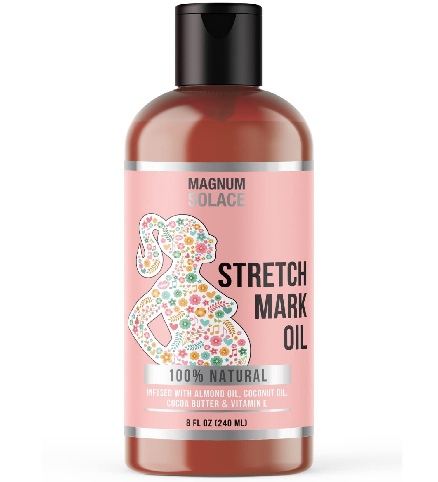 Magnum Solace Stretch Mark Oil for Pregnancy - 100% Natural Belly Oil with Cocoa Butter & Almond Oil - Effective Alternative to Stretch Mark Cream - Buy Online on GoSupps.com