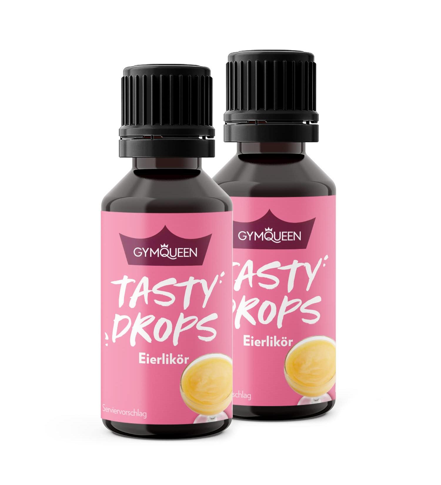 GymQueen Tasty Drops - Zero-Calorie Eggnog Flavor Drops (2x30ml) for Delicious Low-Calorie Desserts - Buy Online on GoSupps.com