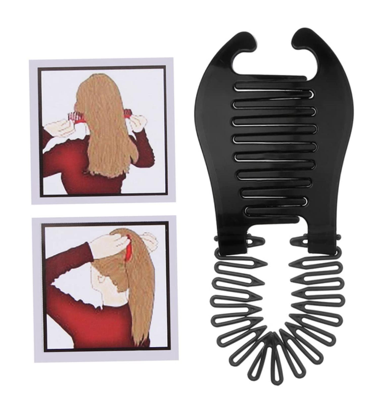 Ponytailer Hair Styling Tool Modern Banana Clip Interlocking Comb French Side Comb For Women Girls DIY Hair Style(Black) banana clip - Buy Online on GoSupps.com