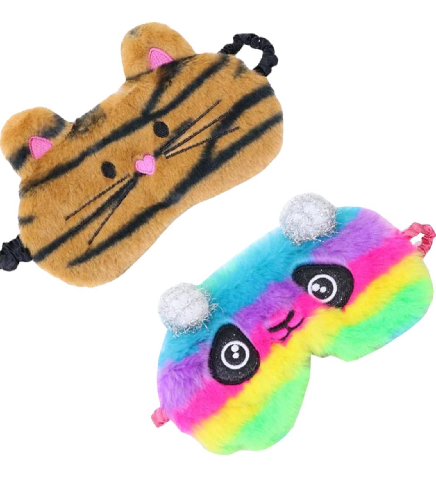 2 Pack Cute Animal Sleep Masks for Girls - Panda and Cat Design - Soft Plush Blindfold for Women - Perfect for Travel, Nap, and Night Sleeping - Buy Online on GoSupps.com