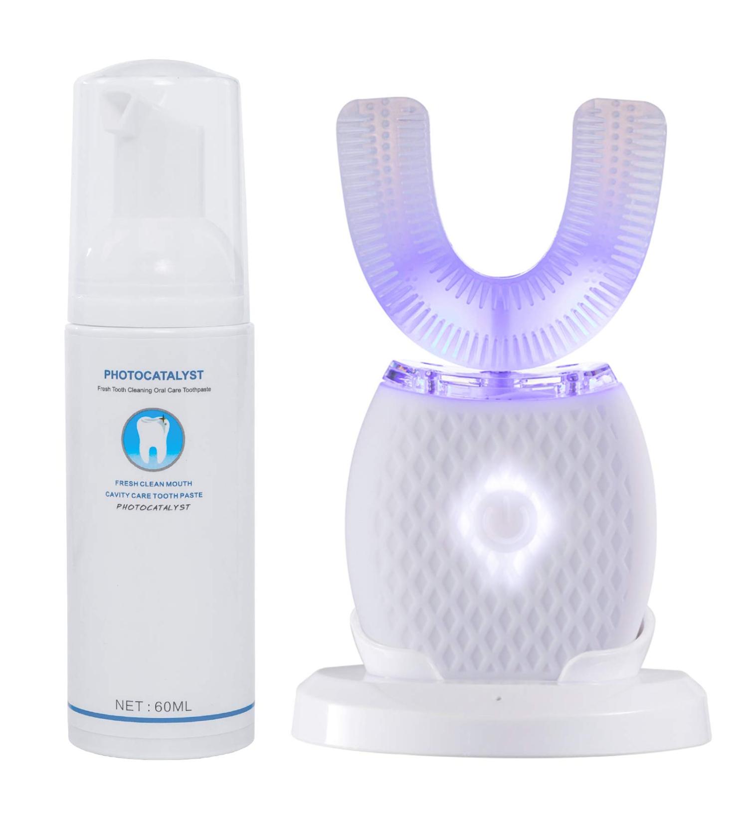 ENYOFLUR U-Shaped Automatic Toothbrush for Adults | 360 Cleaning | 30'' Timer | Wireless Charging | Travel & Home Use - Buy Online on GoSupps.com