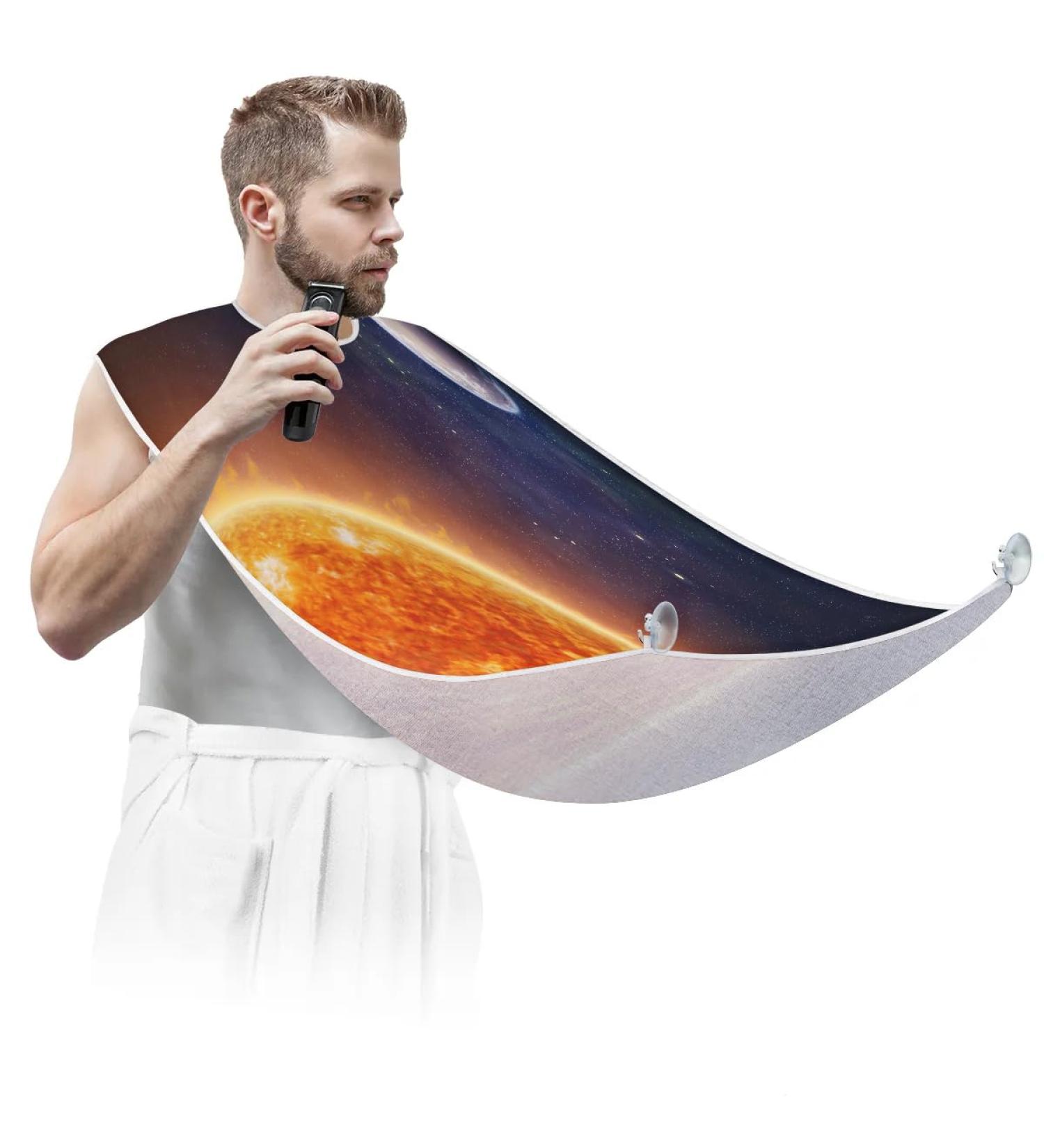 Beard Bib Apron - Non-Stick Waterproof Hair Catcher for Men | Solar System Grooming Cape for Shaving & Trimming - Buy Online on GoSupps.com