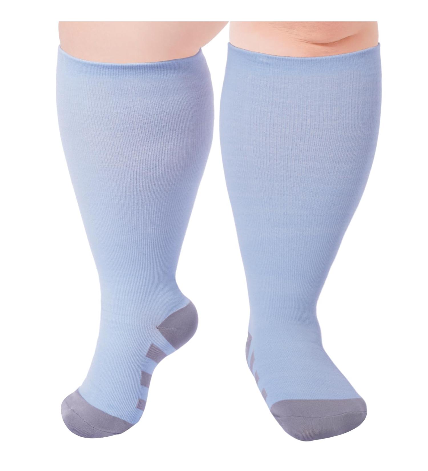 Ancrina Plus Size Compression Socks for Women & Men - 3XL-4XL Blue for Sports Running Air Travel & Cycling - Buy Online on GoSupps.com