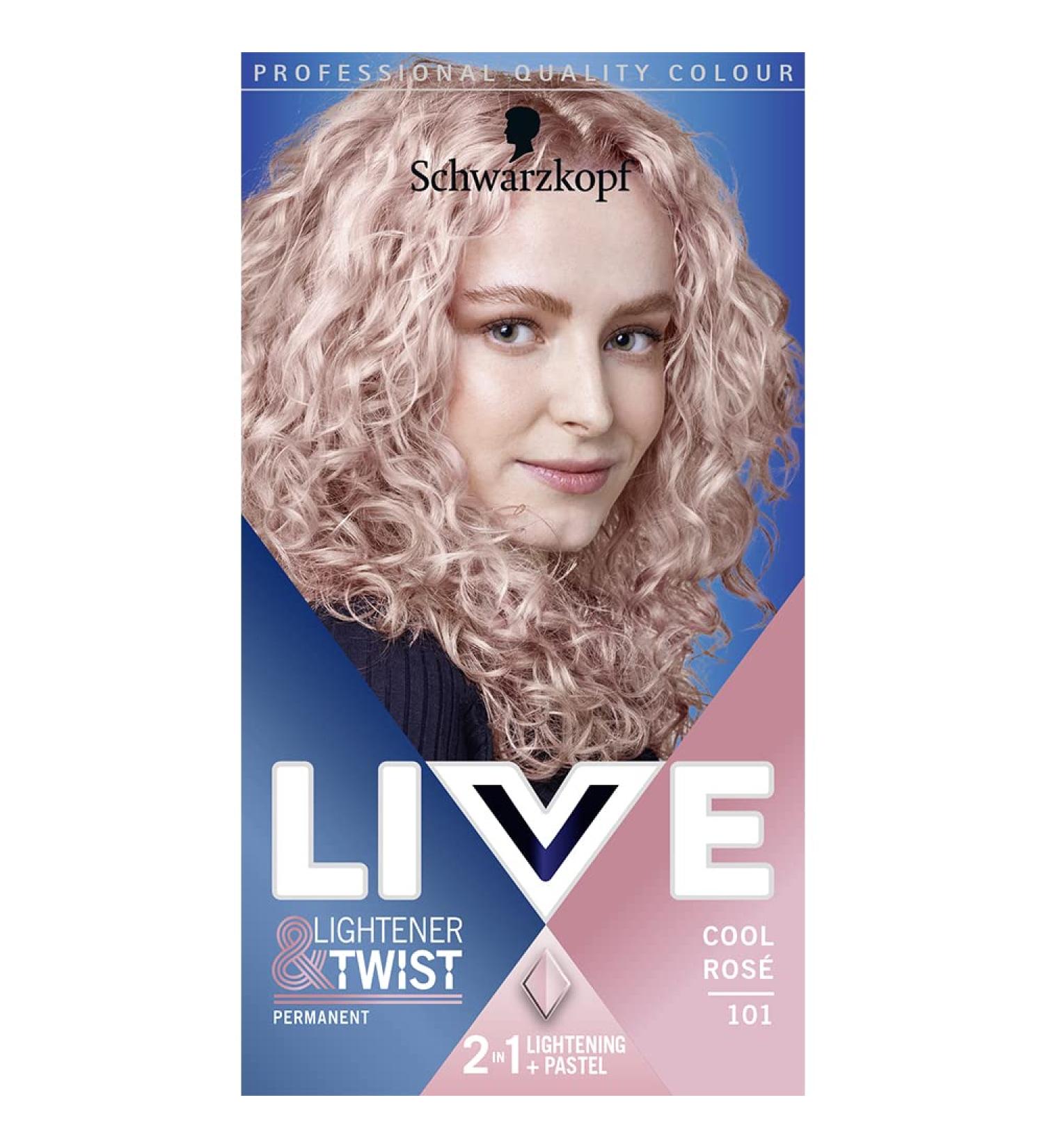 Schwarzkopf LIVE Lightener + Twist Pink Hair Dye | 2-in-1 Formula | Lightens & Colors Up To 3 Levels | Cool Rose 101 - Buy Online on GoSupps.com