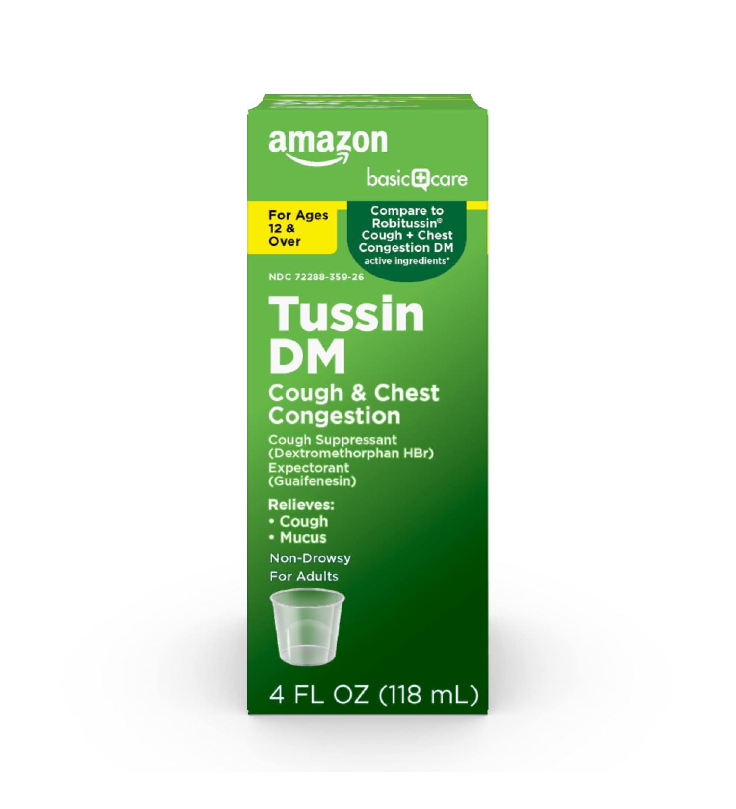 Amazon Basic Care Tussin DM Cough Suppressant & Expectorant 4 Fl Oz - Pack of 1 - Buy Online on GoSupps.com