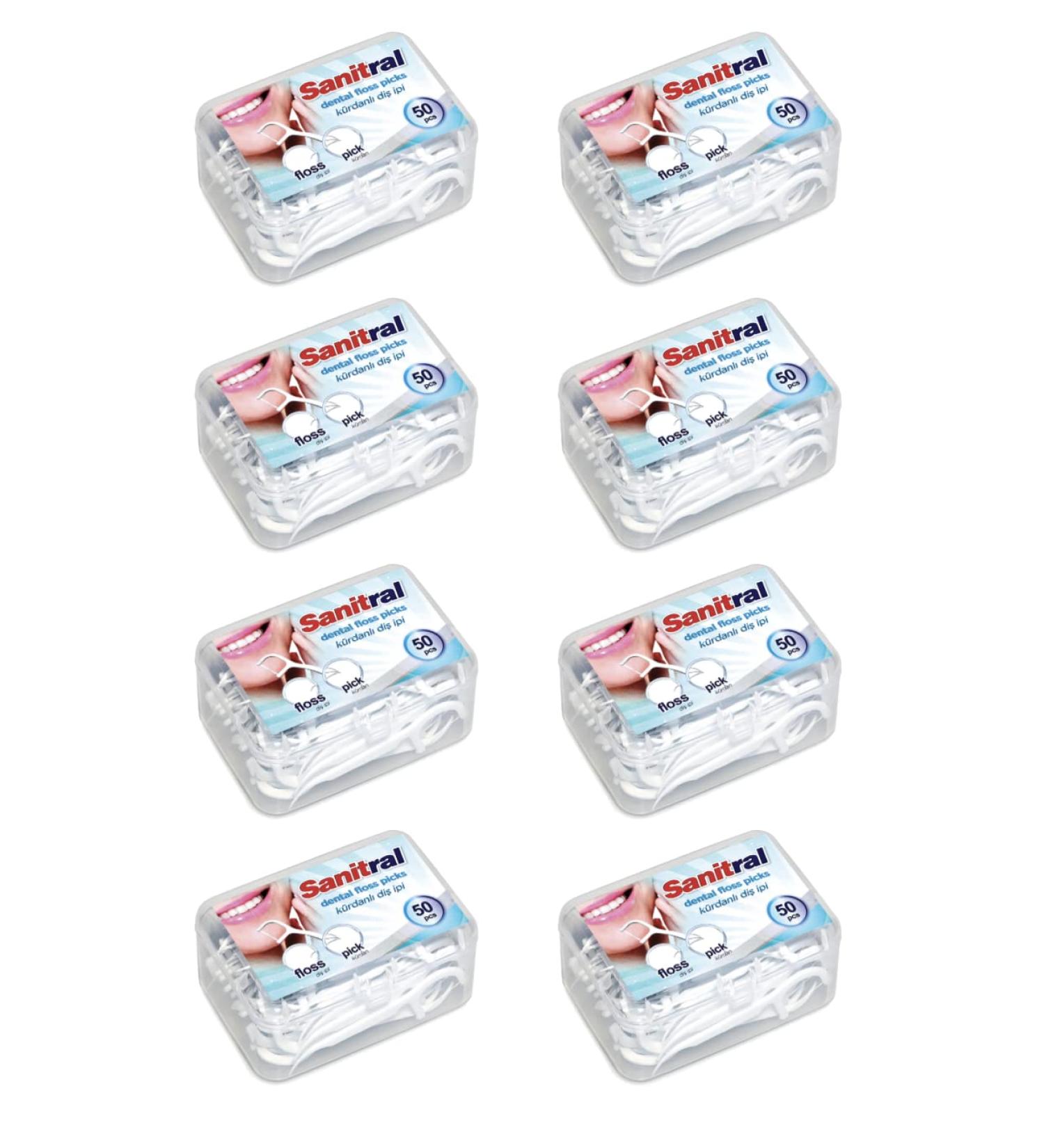 Sanitral Tooth Flap Stick - Strong Dental Floss & 2-in-1 Toothpick with Travel Case | 400 Pieces for Family Hotel & Travel - Buy Online on GoSupps.com