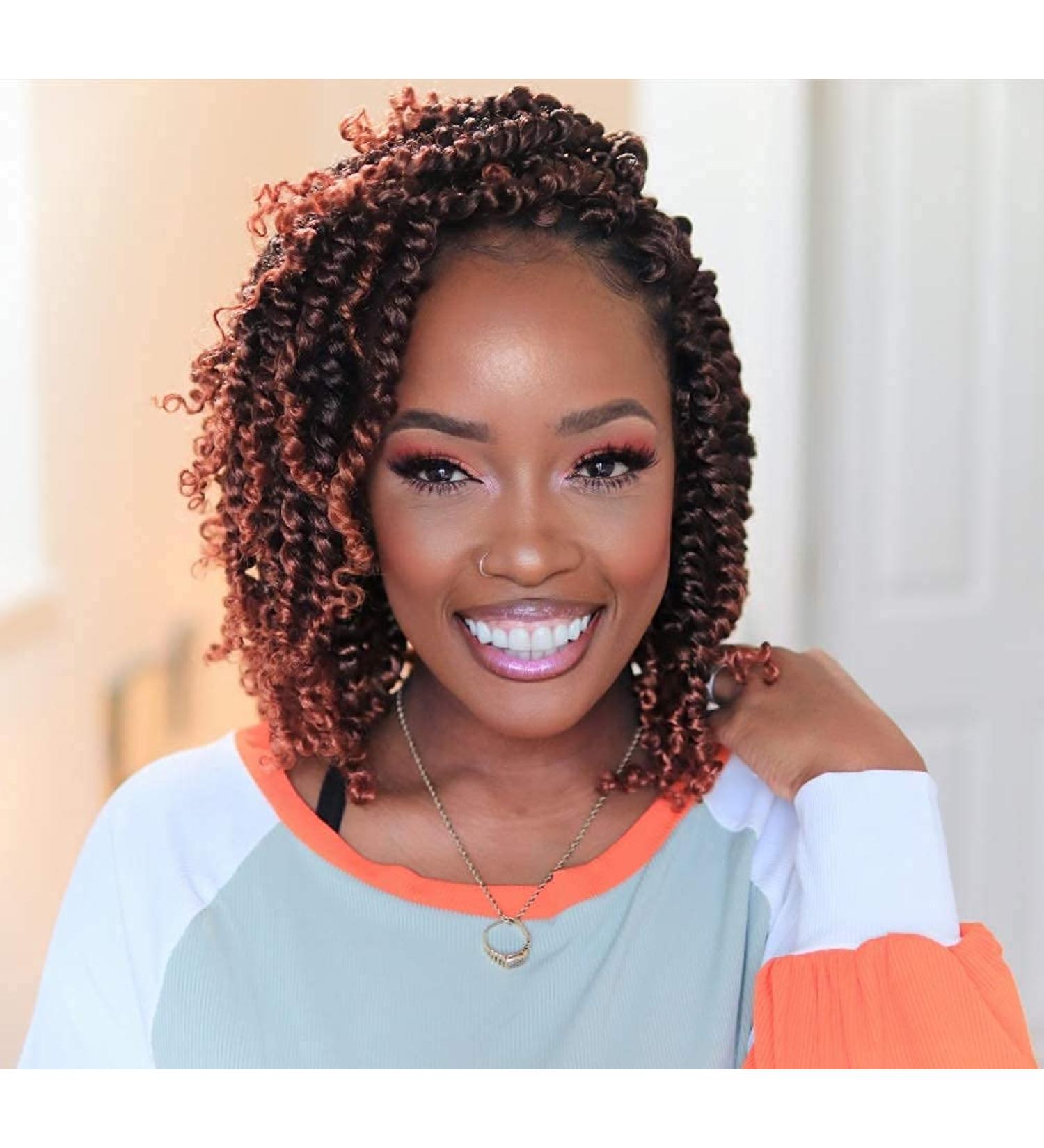 ZRQ Short 8 Packs Pre-twisted Bob Passion Twist Crochet Hair 12 Ombre Copper Red T350# - 12 Roots/Pack Synthetic Braids - Buy Online on GoSupps.com
