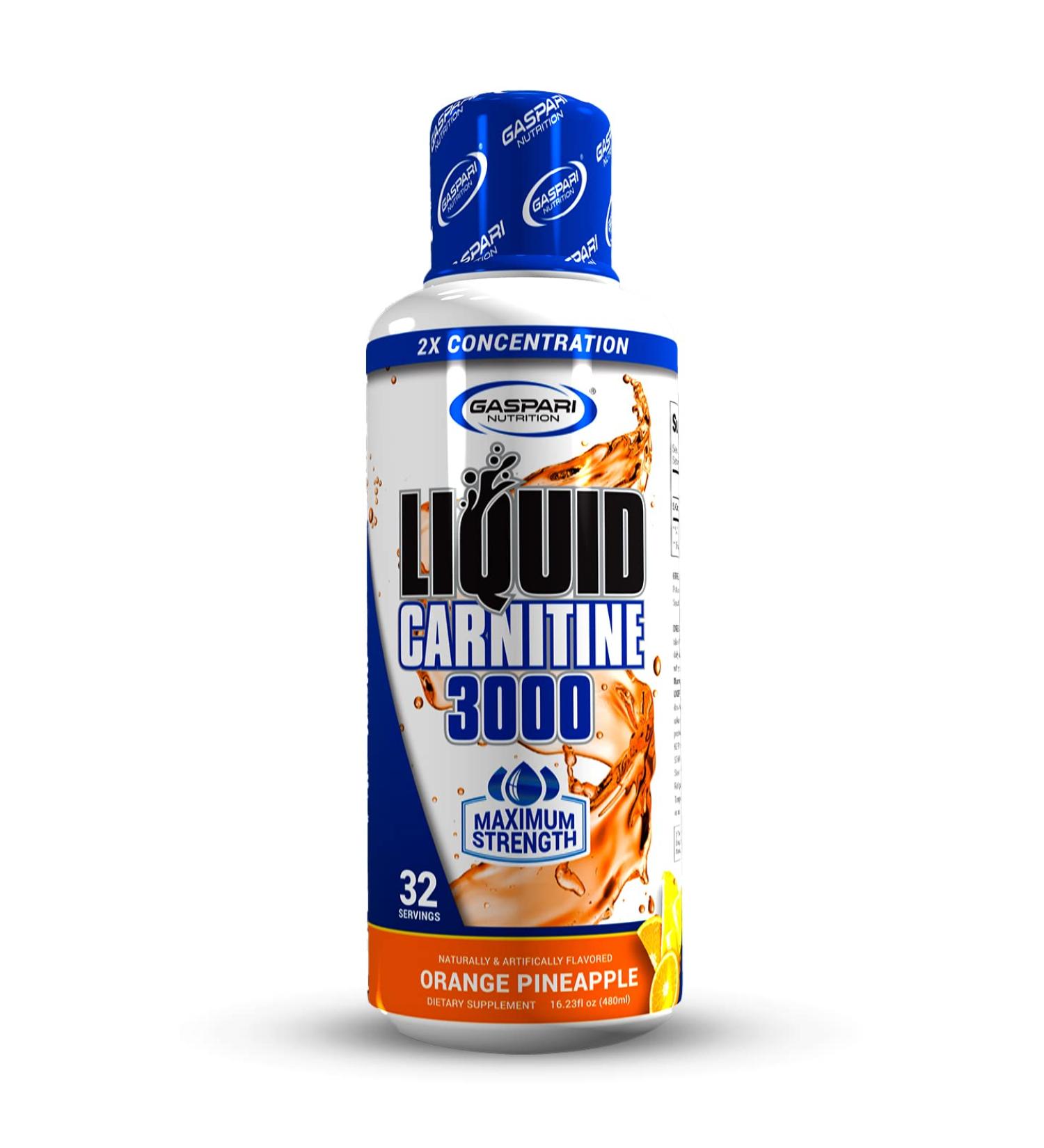 Gaspari Nutrition Liquid L-Carnitine 3000 Stimulant Free Non-GMO Gluten Free Energy Boost & Metabolism Support (32 Servings Orange Pineapple - Buy Online on GoSupps.com