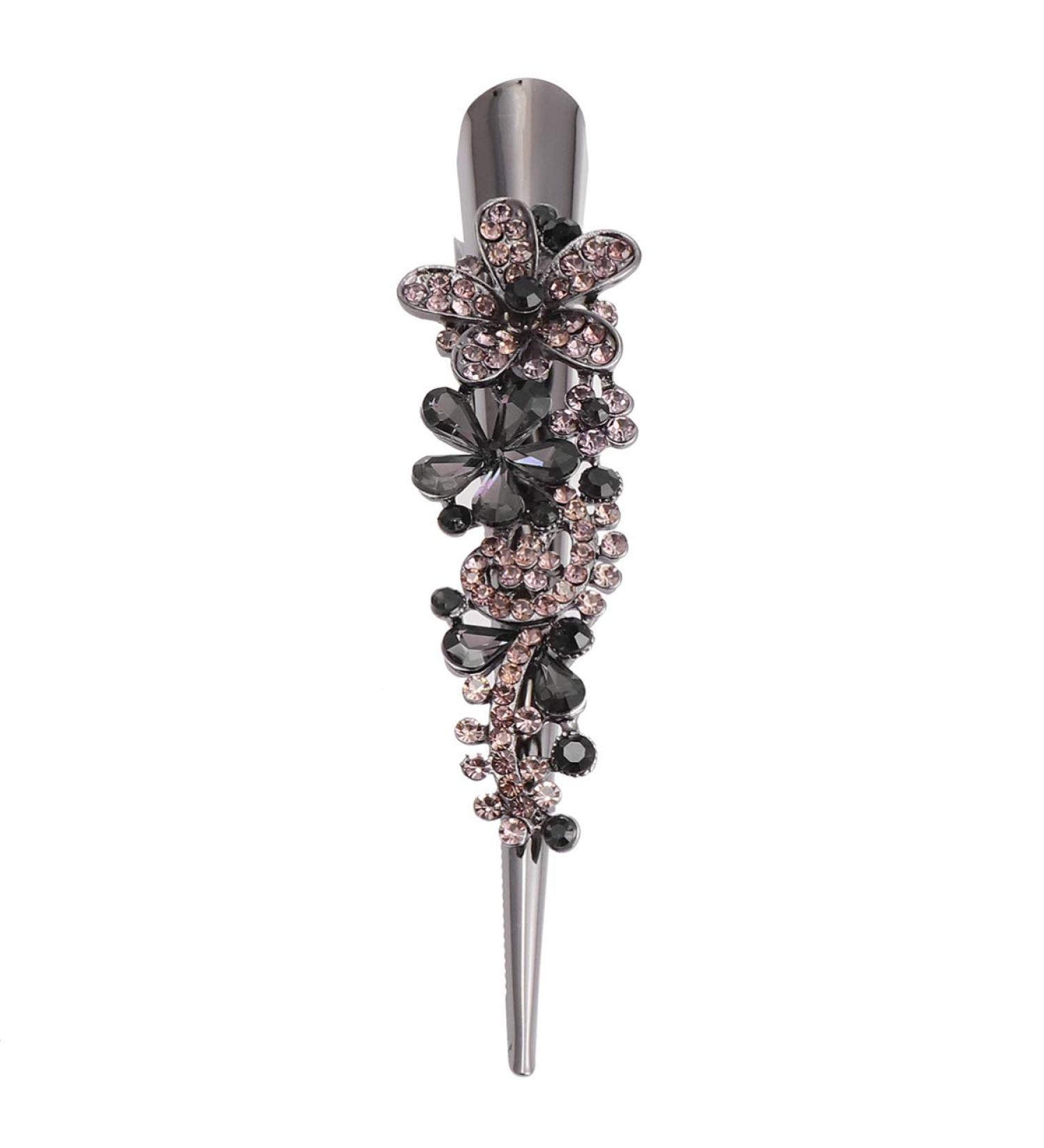 Rhinestone Duckbill Clips for Women Alligator Hair Clips Long Bill Clip Beak Clip Grey - Buy Online on GoSupps.com