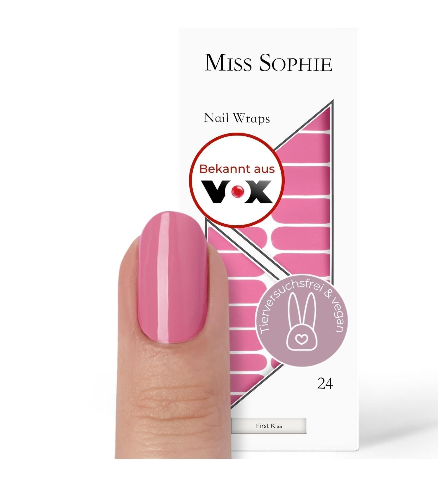 Miss Sophie First Kiss Nail Wraps - Pink Self-Adhesive Nail Foils - Ultra-Thin Long-Lasting - 24 Packs for Stunning Nails - Buy Online on GoSupps.com