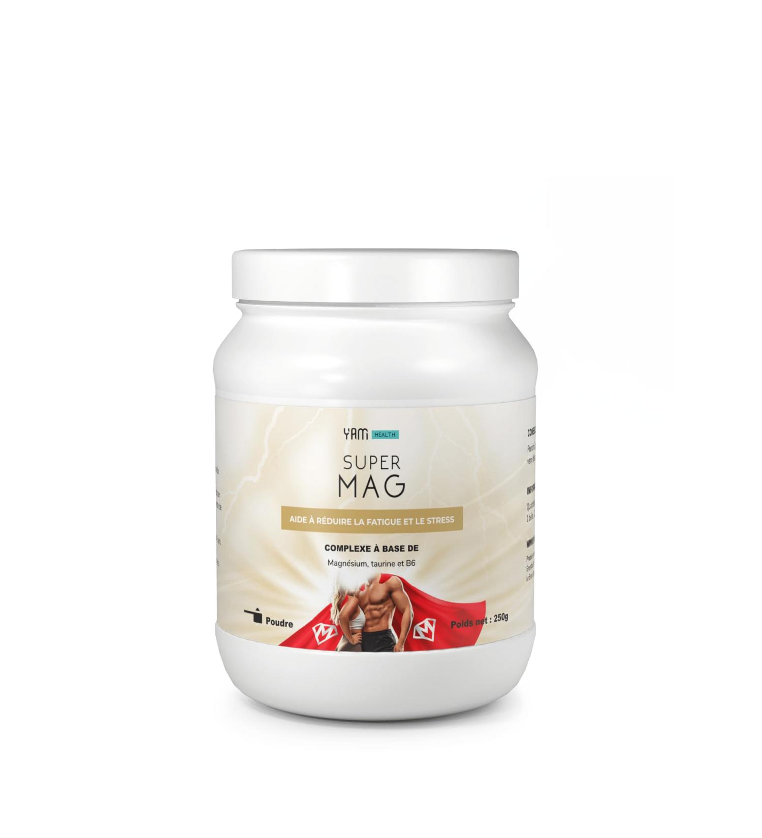 SuperMag YAM Nutrition Magnesium Bisglycinate + Taurine + Vitamin B6 Maximum Bioavailability 250 g Powder