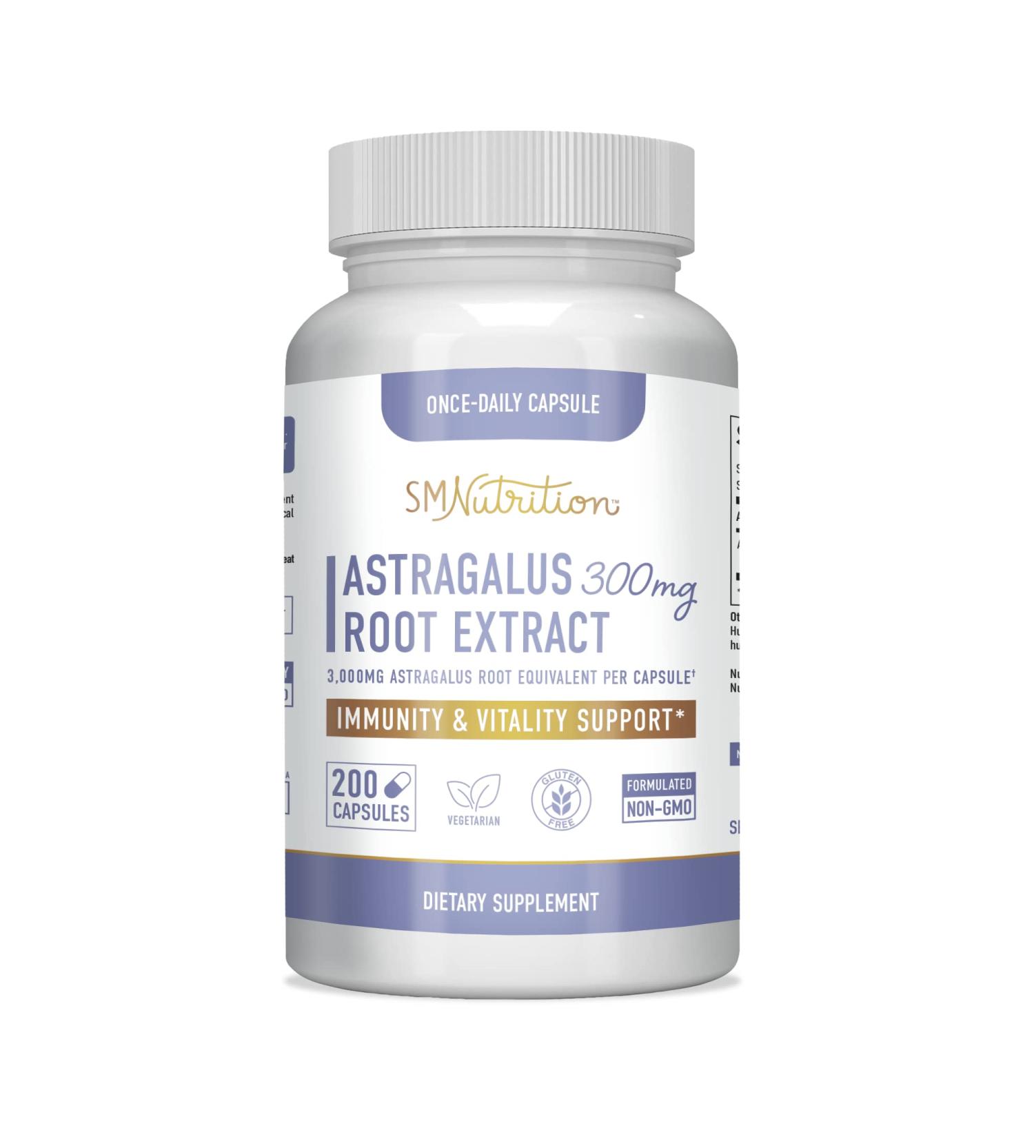 Astragalus Extract 300mg (200 Capsules) - Immune System Health Support - Non-GMO, Gluten-Free, Vegetarian - Buy Online on GoSupps.com
