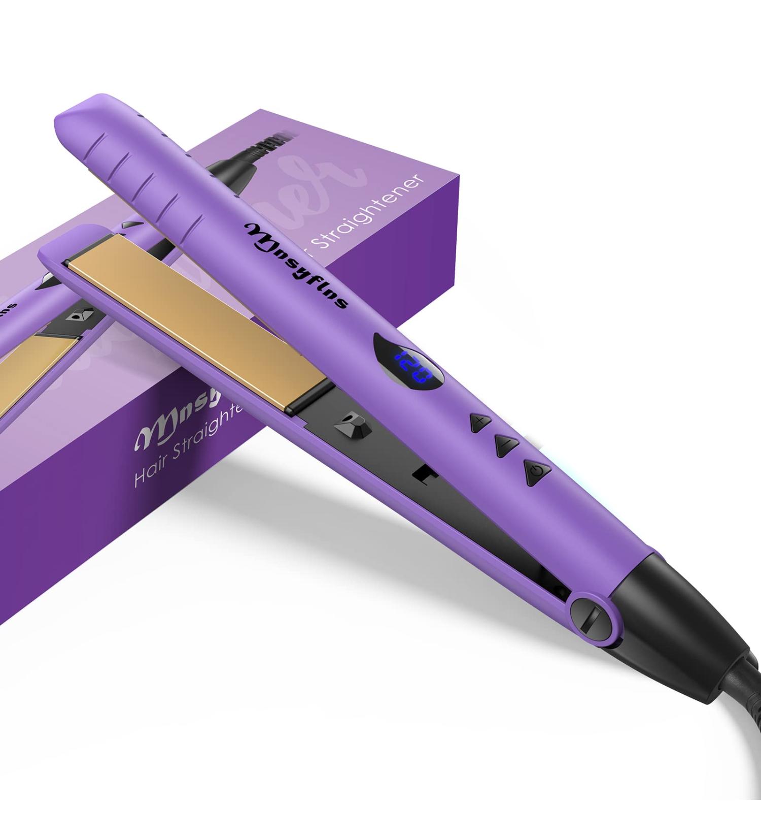 MnSyflns 2-in-1 Smooth Iron - Lightweight Ceramic Hair Straightener & Curler Adjustable Temp 0 -200 for Smooth Hair Curls & Beach Waves - Purple - Buy Online on GoSupps.com