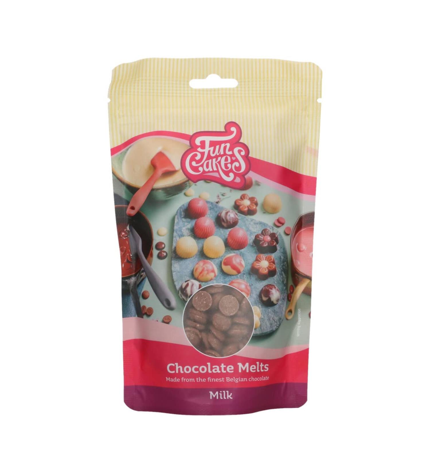 FunCakes Chocolate Melts Milk: Melting Chocolate to Make Sweet Bonbons Drips Glaze Cake Decorations Drizzles. Easy Melting in Microwave or Au Bain-Marie Halal. 350g. - Buy Online on GoSupps.com