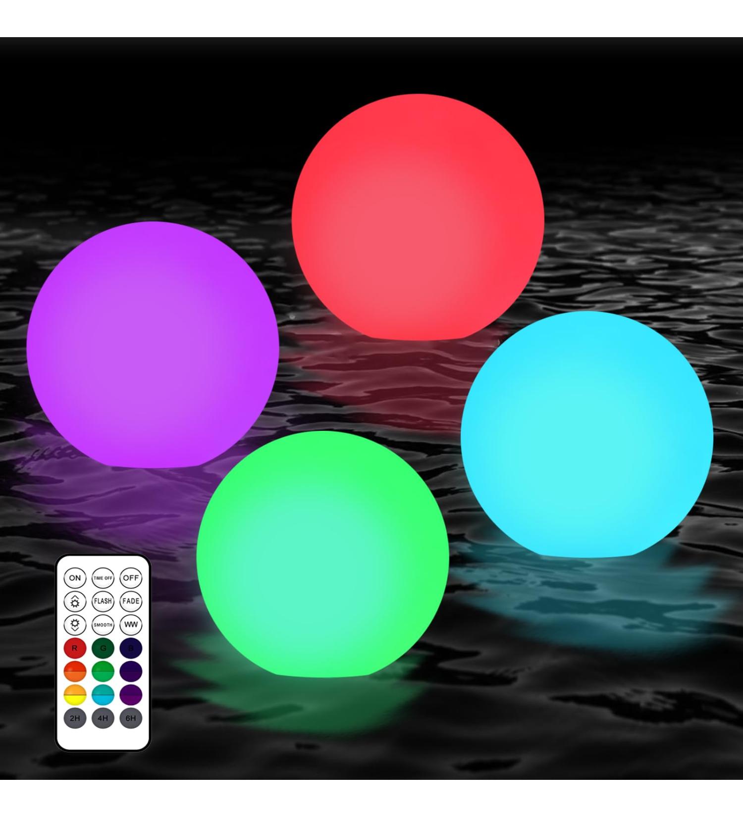 4-Piece Floating Pool Lighting Set | 16 RGB Color Change LED Lights | IP68 Waterproof with Remote Control | Perfect Children's Gift | Enhance Your Pool Experience - Buy Online on GoSupps.com