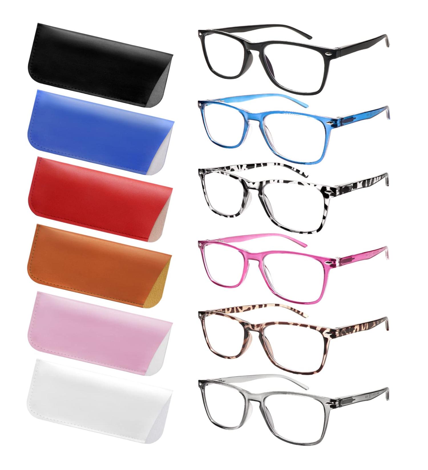 6 Pack Blue Light Blocking Reading Glasses for Women & Men - Spring Hinge Anti Eyestrain Eyeglasses (2.5x) - Ideal for Computer Use - Buy Online on GoSupps.com