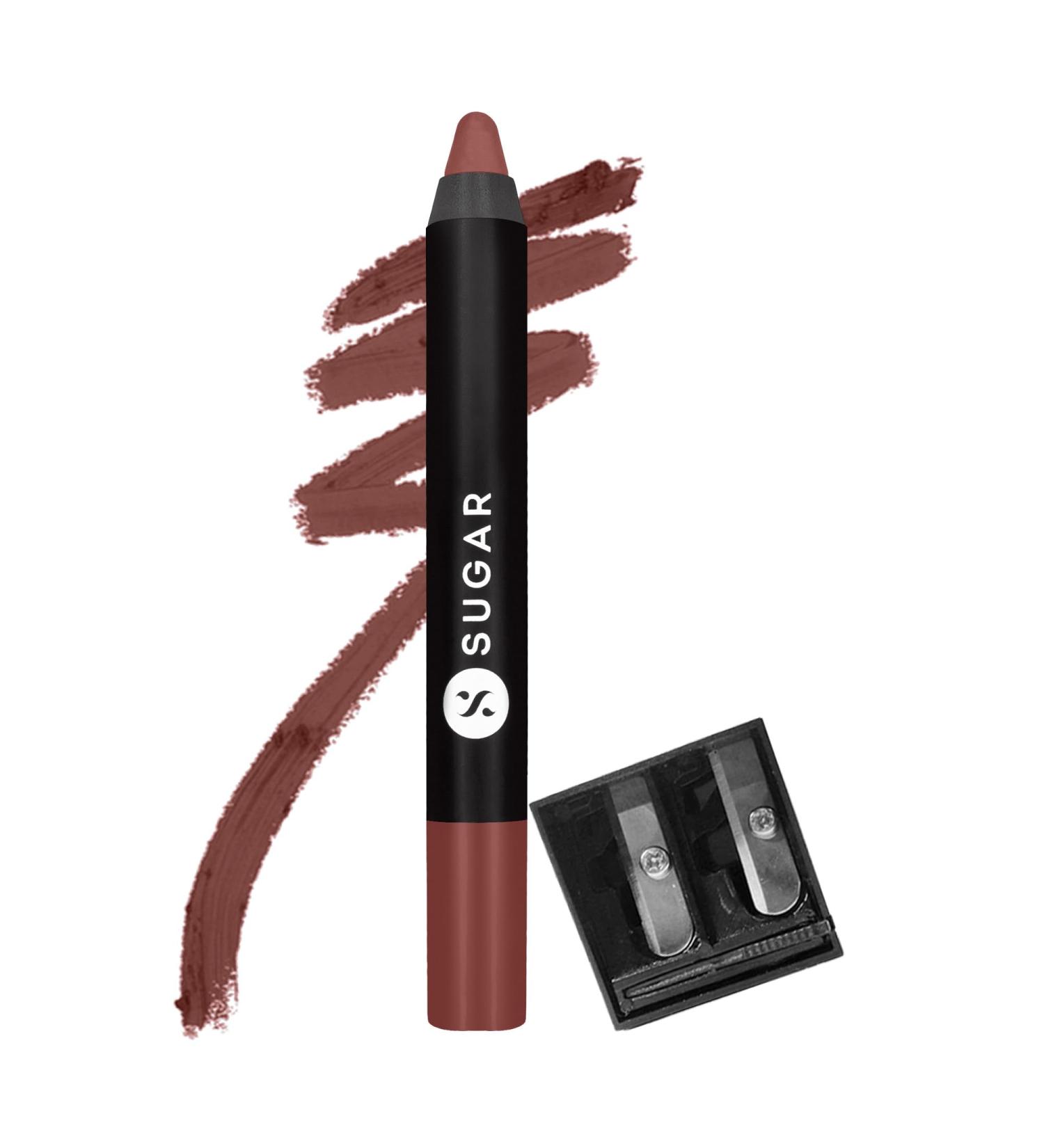 SUGAR Cosmetics Matte As Hell Crayon Lipstick - 20 Buffy Summers | Buy Mid-tone Warm Nude Lipstick Online - Worldwide Shipping - Buy Online on GoSupps.com
