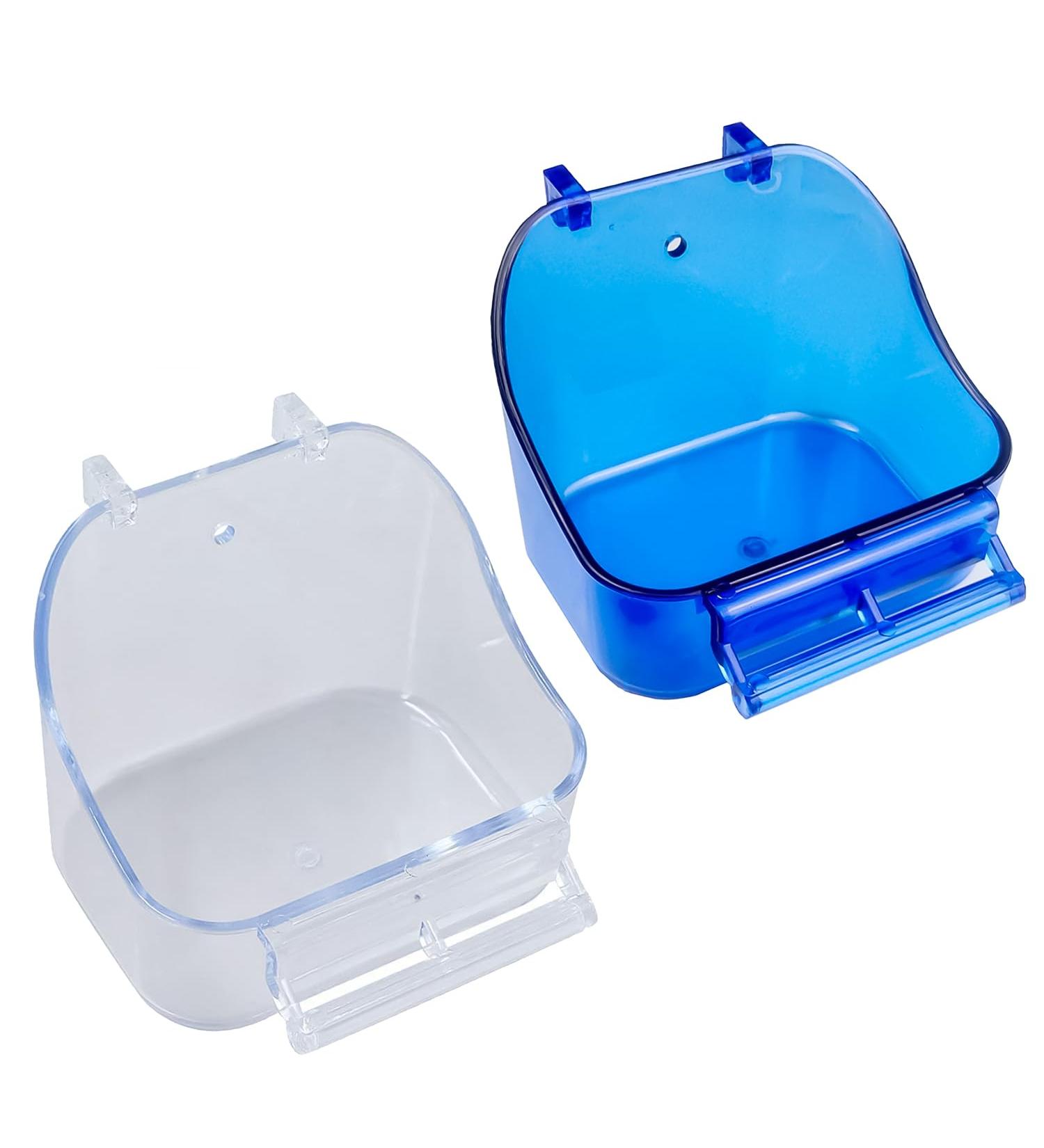 Bohue 2Pcs Pet Parrot Small Bird Bathing Tubs Bird Caged Parrot Bathing Tub Shower Box Food Feeder for Cockatiel Budgies Small Birds Lovebirds - Buy Online on GoSupps.com