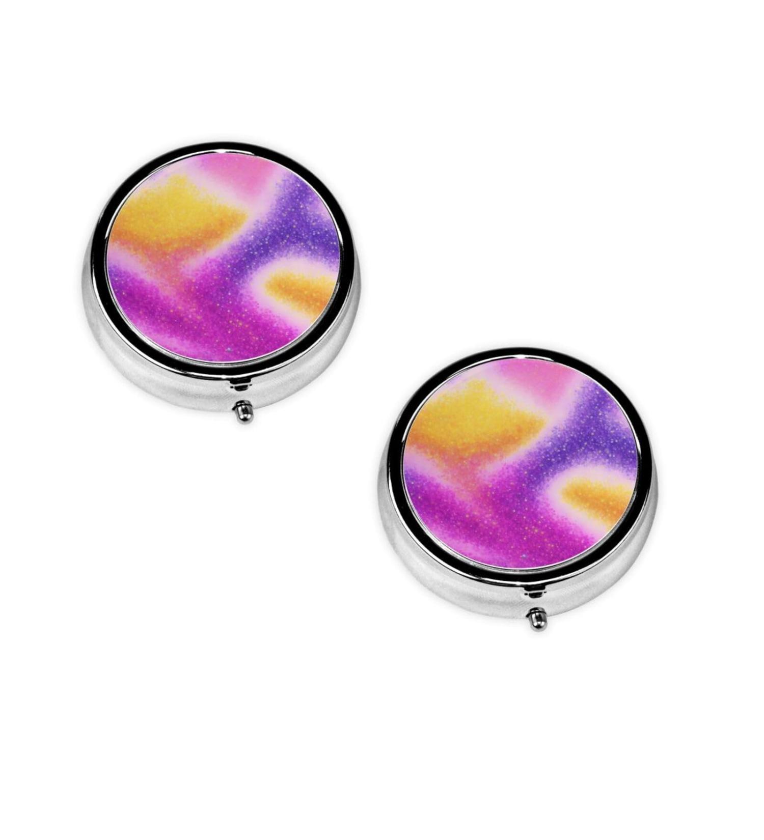 Colorful Starlight Mini Round Pill Box - 3 Compartment Travel Organizer for Home & Office Use - Buy Online on GoSupps.com