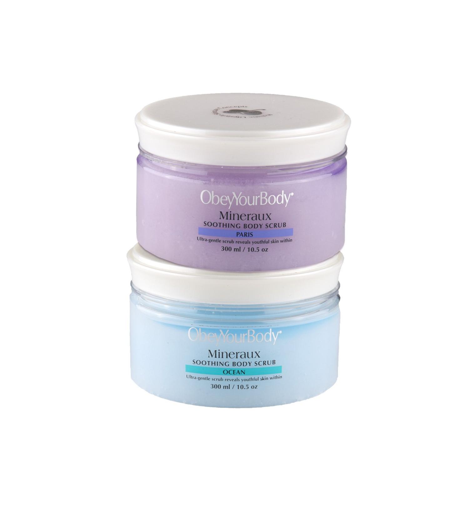 2x Original Obey Your Body Body Scrub CLEANSING BODY SCRUB Obeyyourbody fragrance Paris and Ocean each 300ml