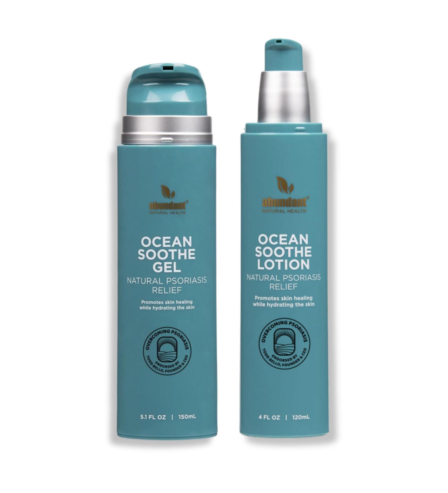 Abundant Natural Health Ocean Soothe Gel & Lotion Bundle with Natural Magnesium Salts and 1.8% Salicylic Acid for Relief and Control of Mild Psoriasis Symptoms Hydrate and Soothe Skin Fragrance-Free - Buy Online on GoSupps.com