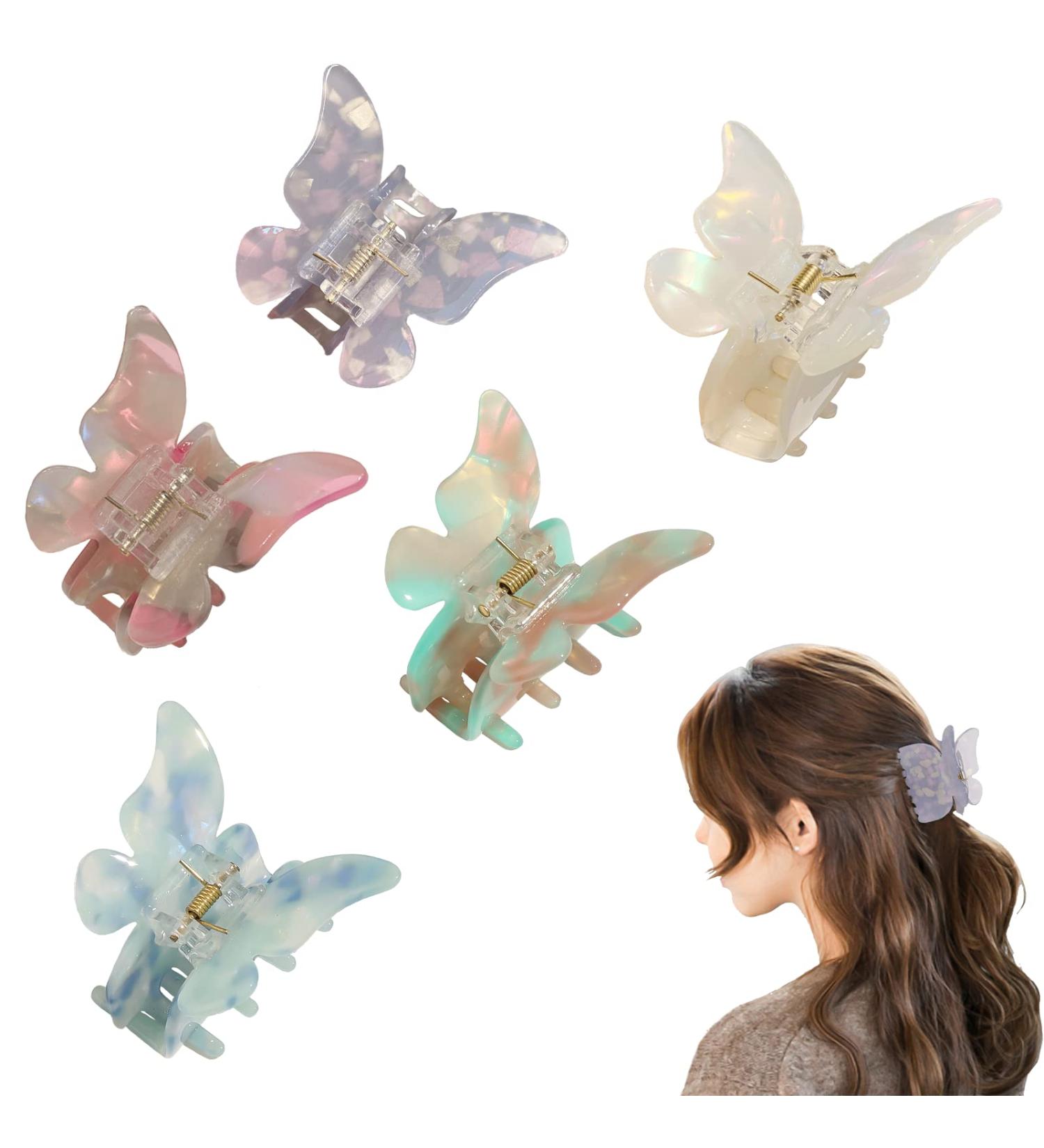5PCS Pink Butterfly Hair Clips for Girls & Women | Nonslip Claw Clips for Thick Hair - Buy Online on GoSupps.com