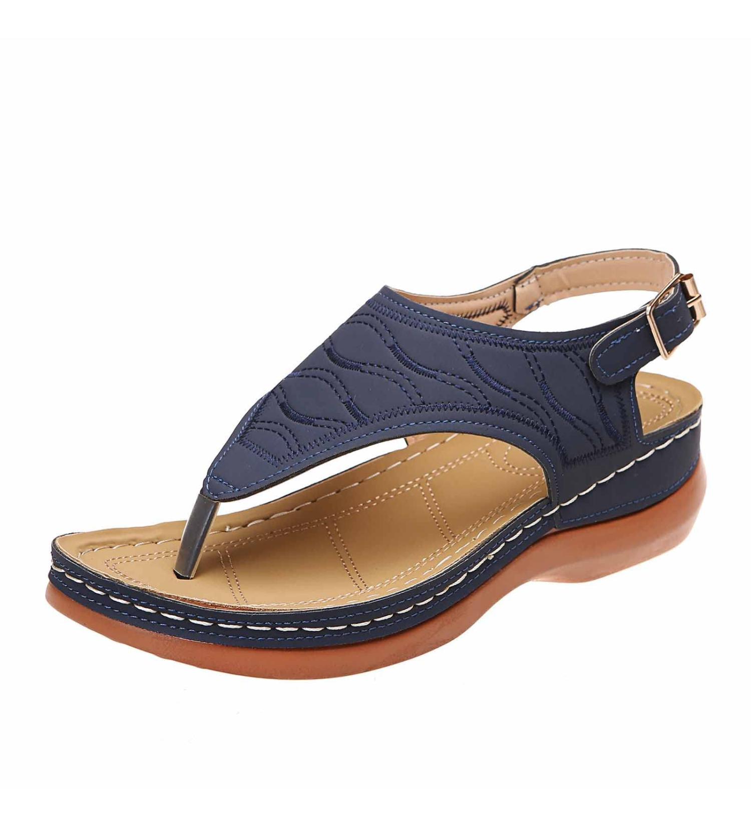Orthopedic Arch Support Leather Sandals - Wellmesi Diabetic Walking Sandals for Women, Blue 39 - Buy Online on GoSupps.com