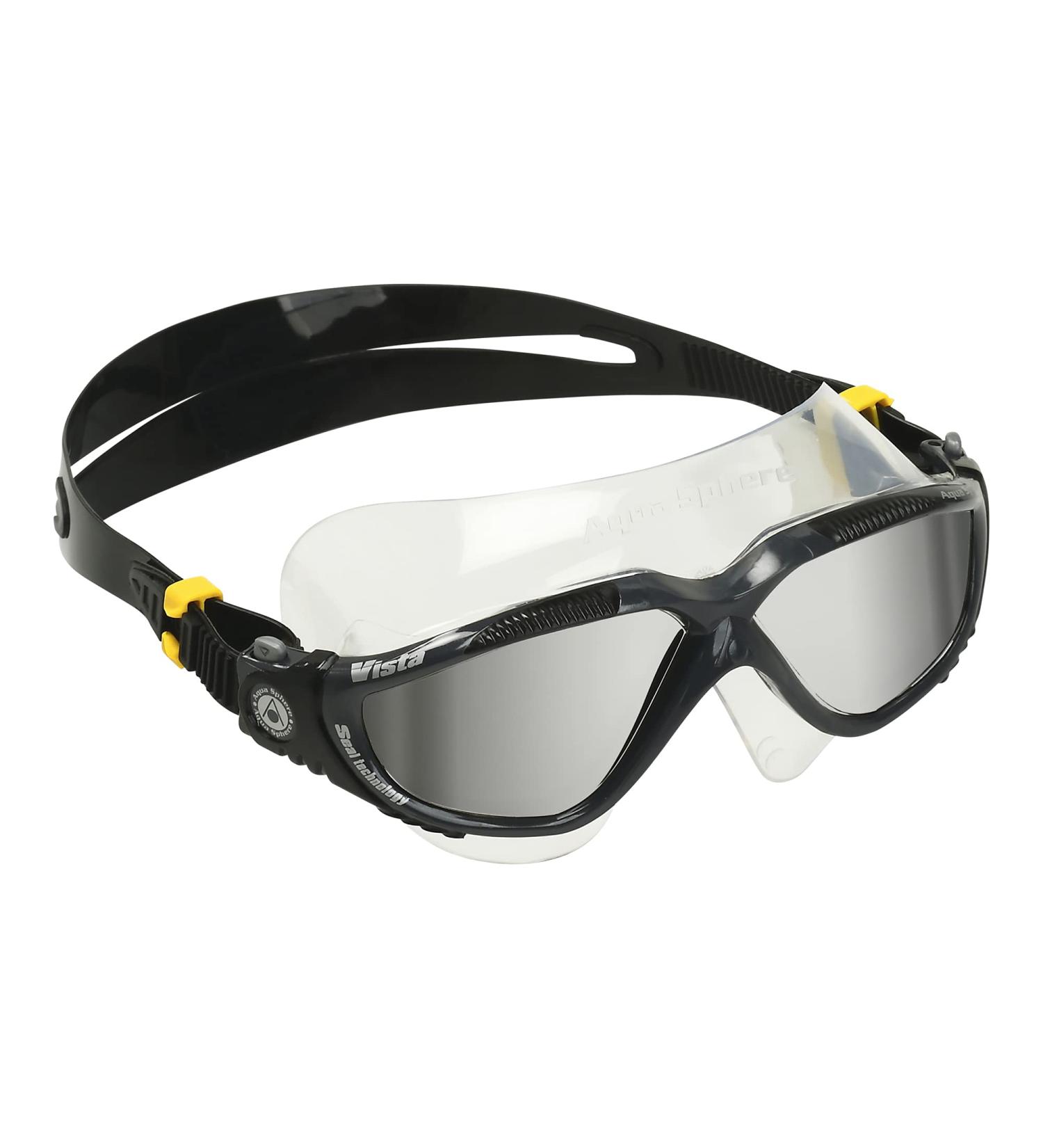 Aquasphere Vista Adult Unisex Swimming Goggles | Wide Vision | Anti-fog & Anti-scratch Lens | Black/Dark Grey - Buy Online on GoSupps.com