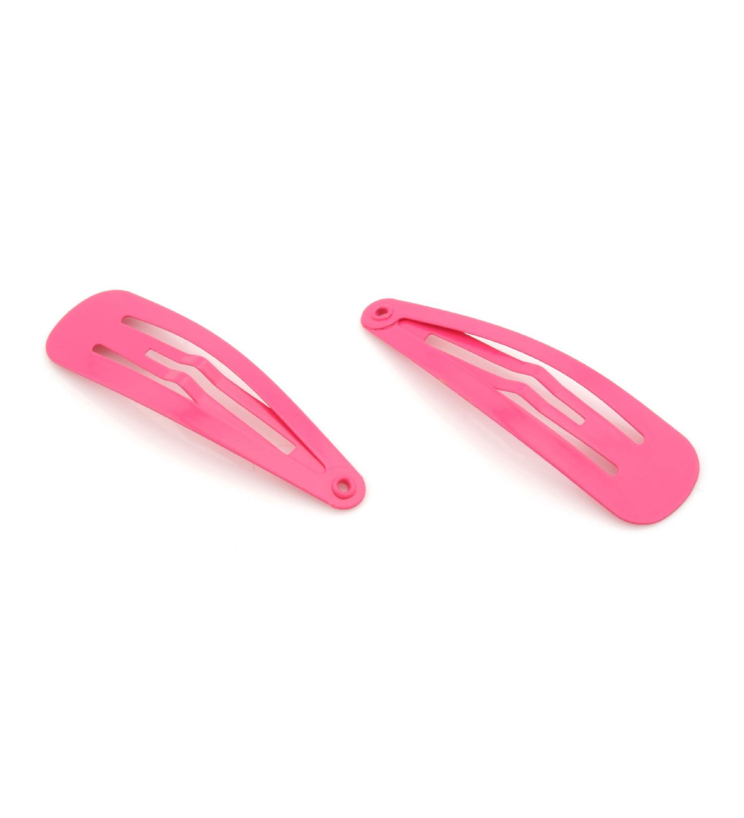 Zest 2 Plain Metal Sleepies Snap Hair Clips Slides Hot Pink