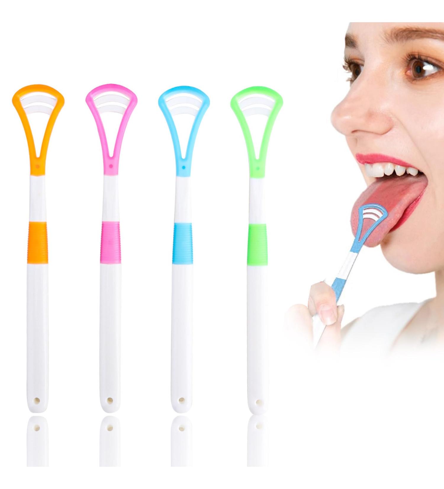 4-Pack BPA-Free 2-in-1 Tongue Cleaners for Adults & Kids | Effective Bad Breath Removal & Oral Health - Buy Online on GoSupps.com