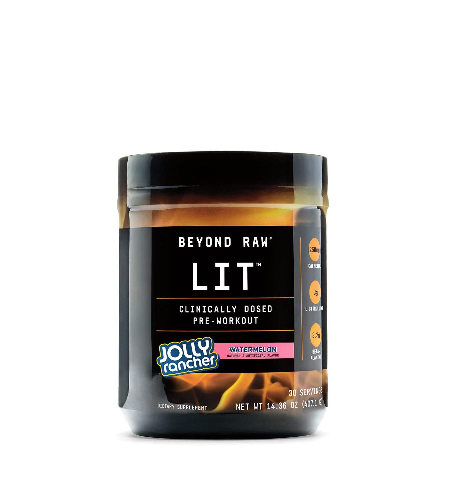 Beyond Raw LIT Pre-Workout Powder | Jolly Rancher Watermelon Flavor | 30 Servings | Caffeine, L-Citrulline, Beta-Alanine, Nitric Oxide Supplement - Buy Online on GoSupps.com