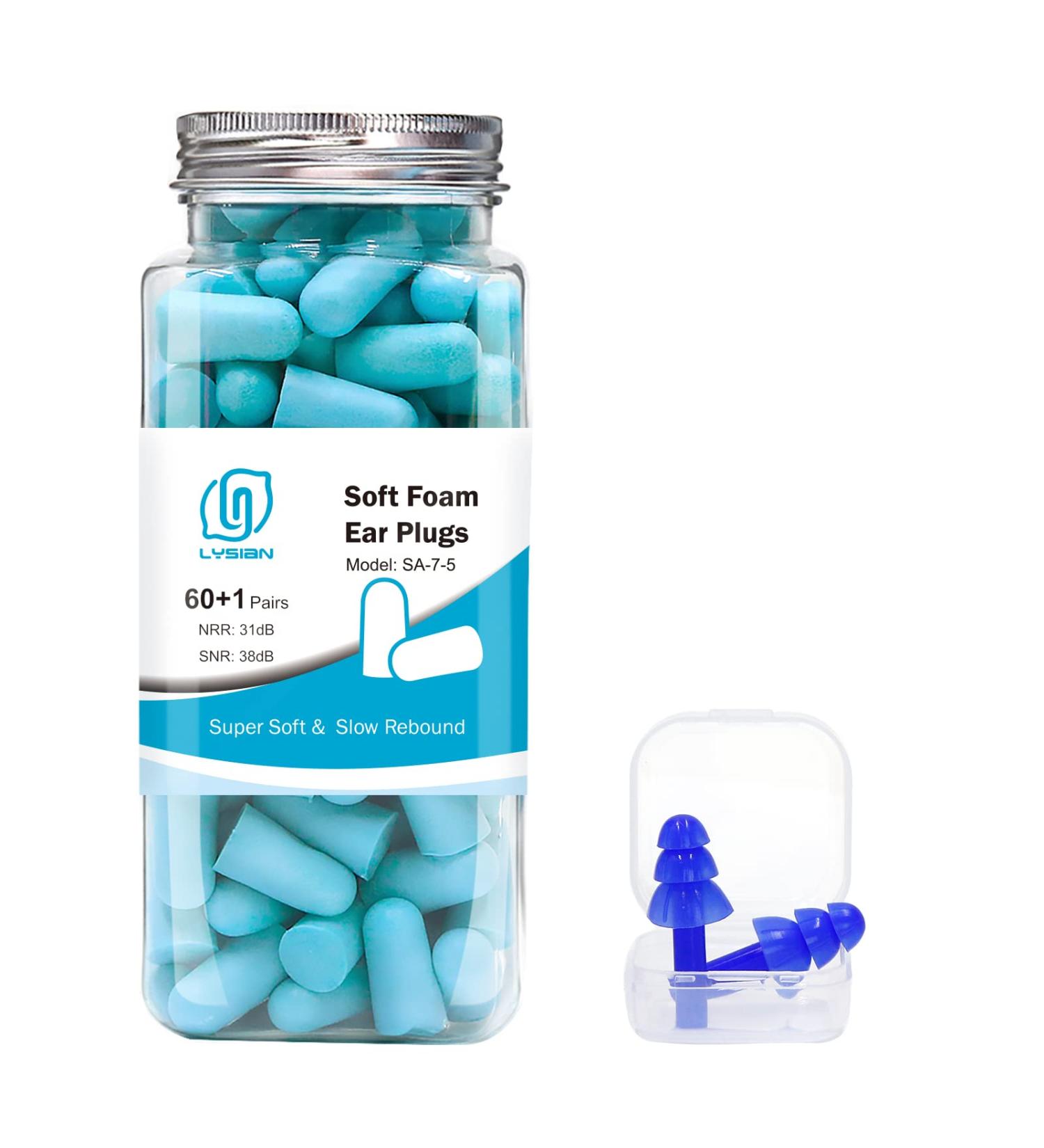 Lysian Ultra Soft Foam Earplugs 60 Pairs - 38dB SNR for Sleeping, Travel, Shooting - Lake Blue - Buy Online on GoSupps.com