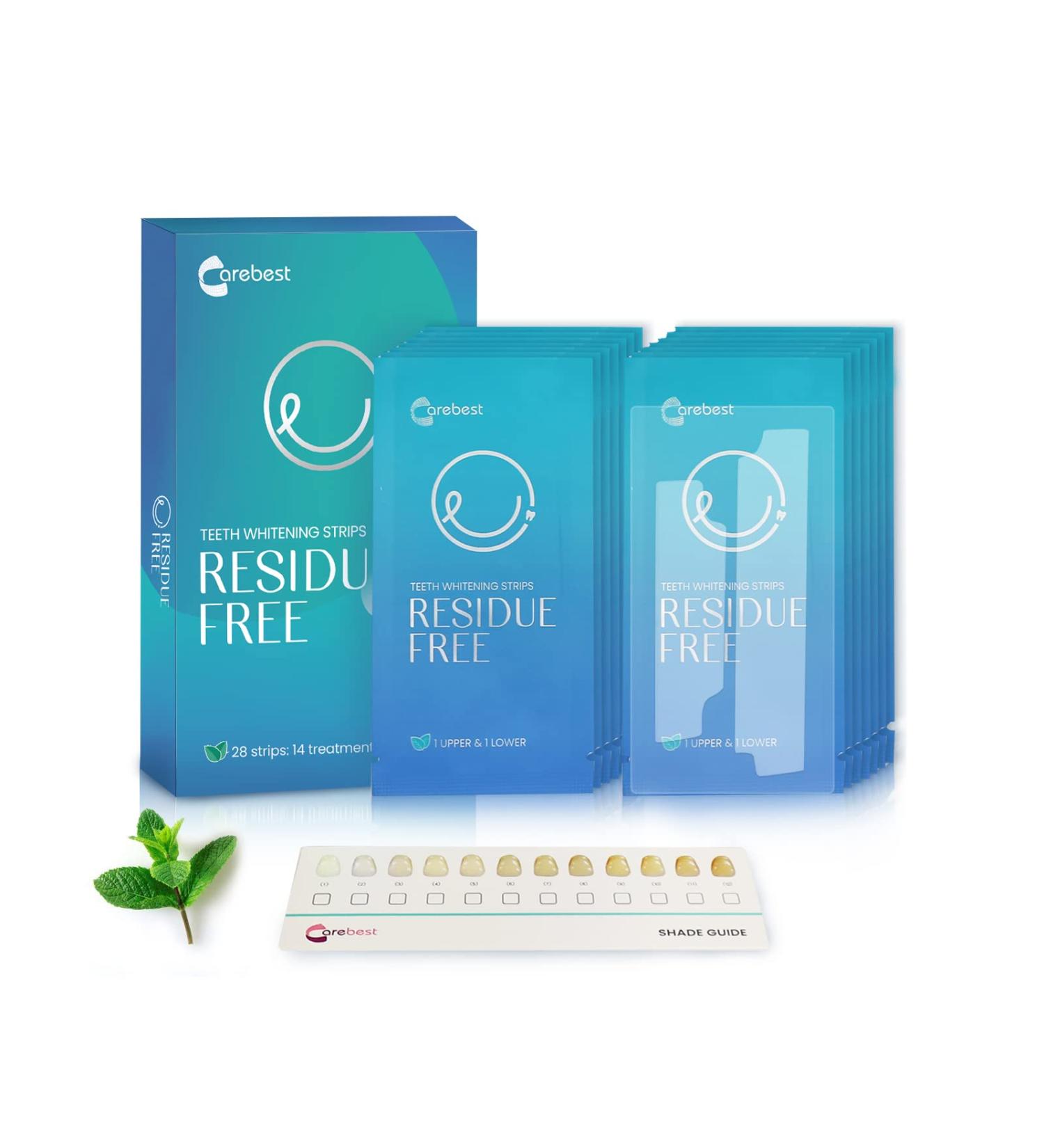 Carebest Upgraded Residue Free Teeth Whitening Strips 3.0 - 14 Treatments - Non-Sensitive Whitening Kit for Tooth Stains from Smoking, Tea & Coffee - Buy Online on GoSupps.com