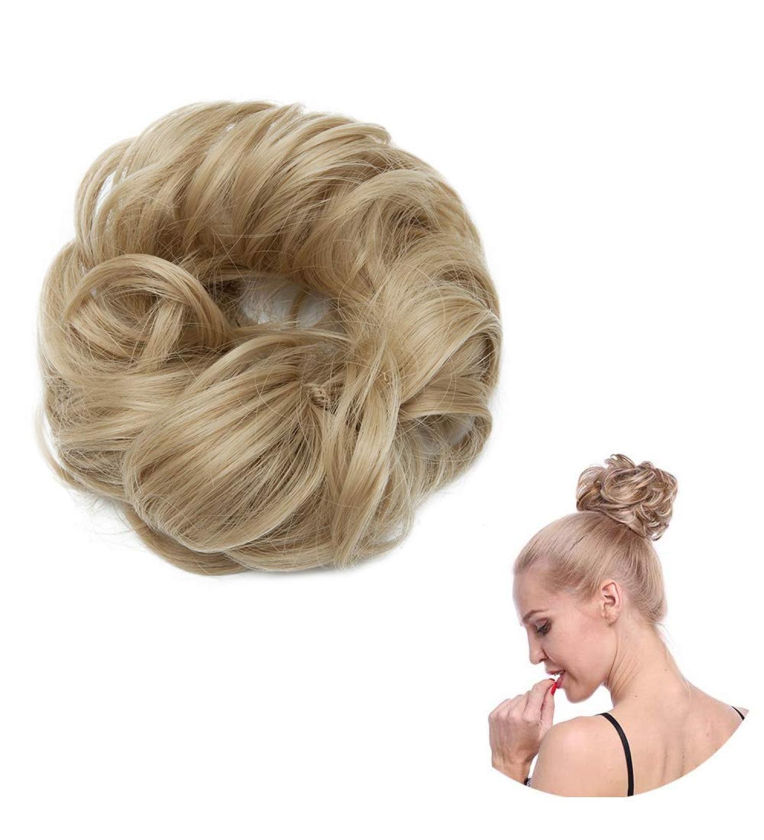 Hair Bun Extension Ash Blonde Curly Messy Updo Scrunchie - Buy Online on GoSupps.com
