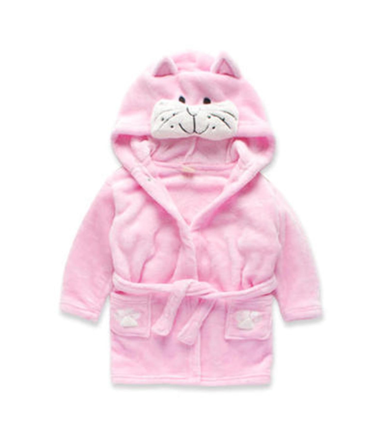 Feiliandajj Unisex Baby Toddler Fleece Bathrobe - Cute Animal Ears Soft Hooded Terry Gown for Boys & Girls (Ages 1-6) - Pink - Buy Online on GoSupps.com