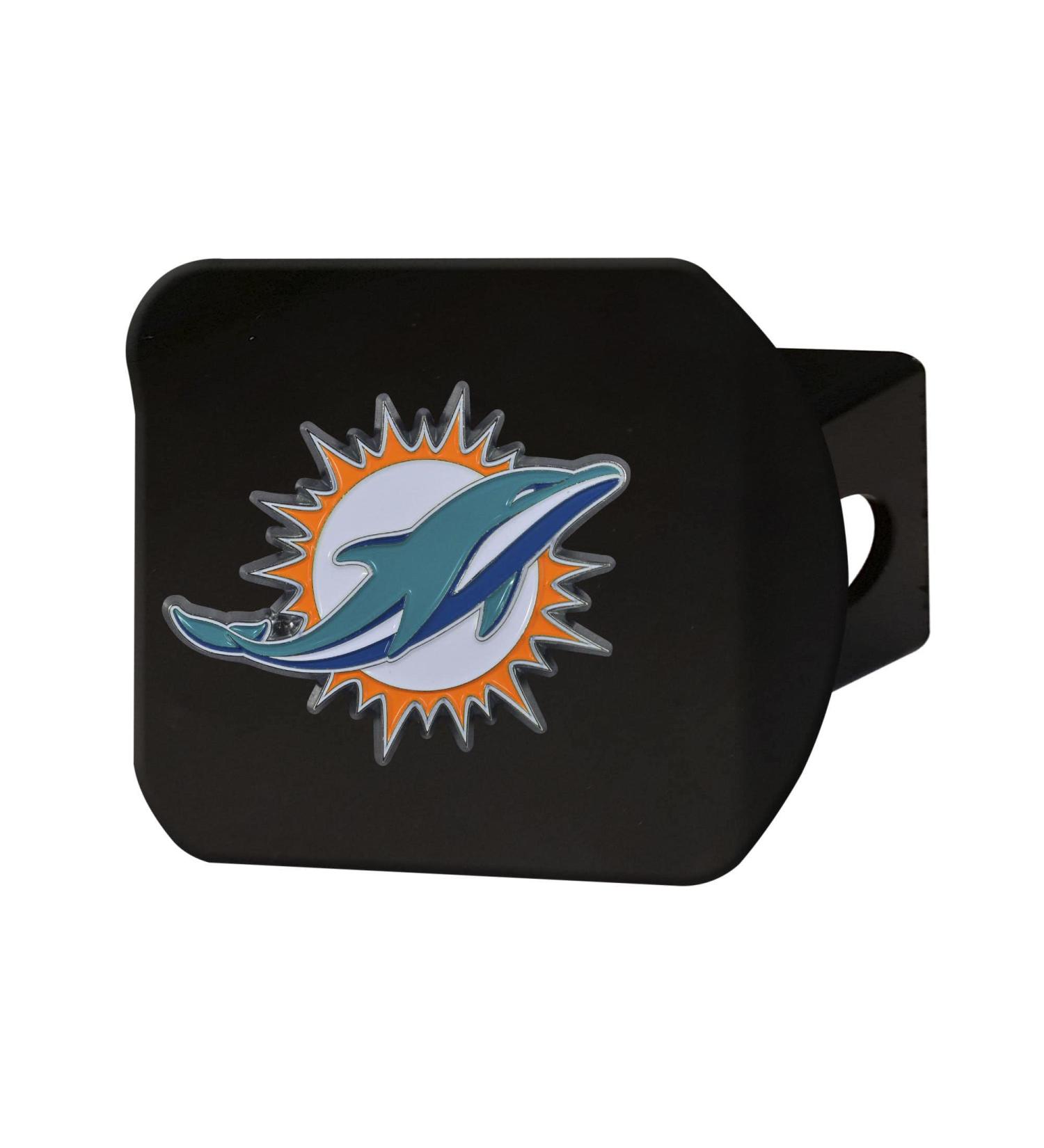 NFL Miami Dolphins Metal Hitch Cover - Black | FANMATS 22580 | 2 Square Type III Hitch Cover - Buy Online on GoSupps.com