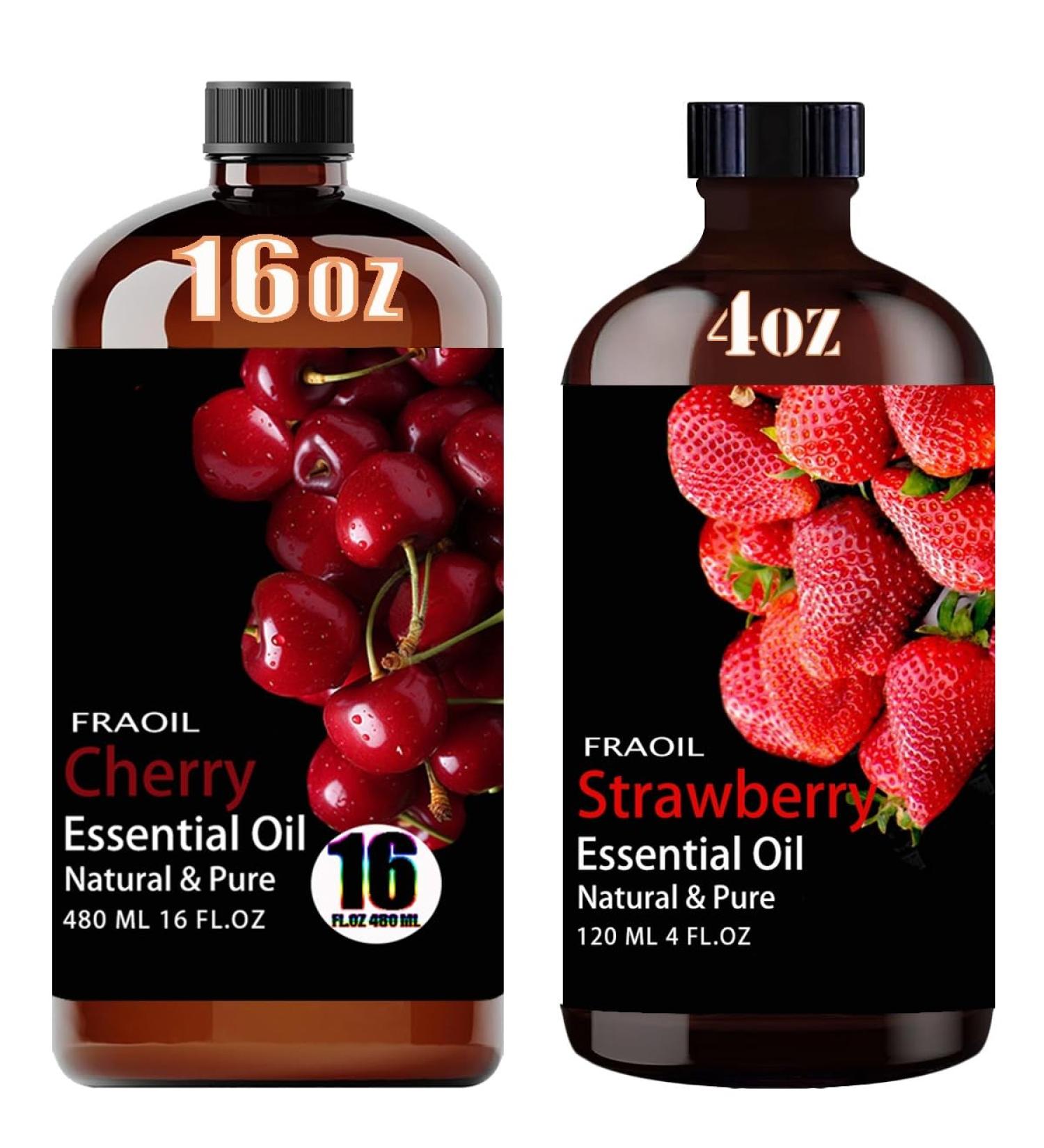 Cherry Essential Oil 16 Fl Oz and Strawberry Essential Oil 4 Fl Oz for Diffuser Humidifier Yoga Cleaning DIY Candle Soap Making Perfume Gift for Essential Oils - Buy Online on GoSupps.com