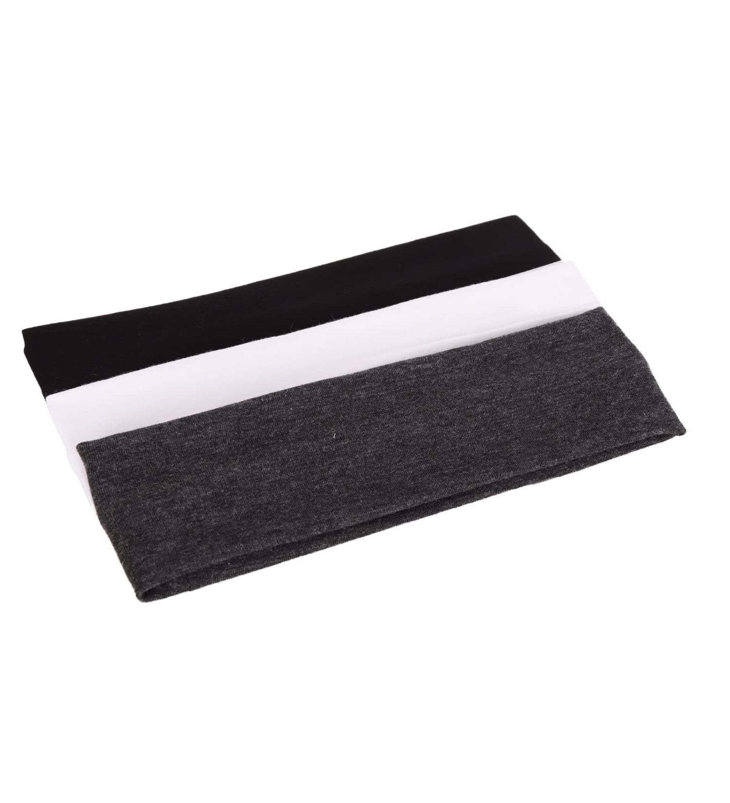 Mapofbeauty 3 Pack Yoga Headbands - Stretchy Cotton Hair Wraps for Sports & Exercise (Black White Dark Gray) - Buy Online on GoSupps.com