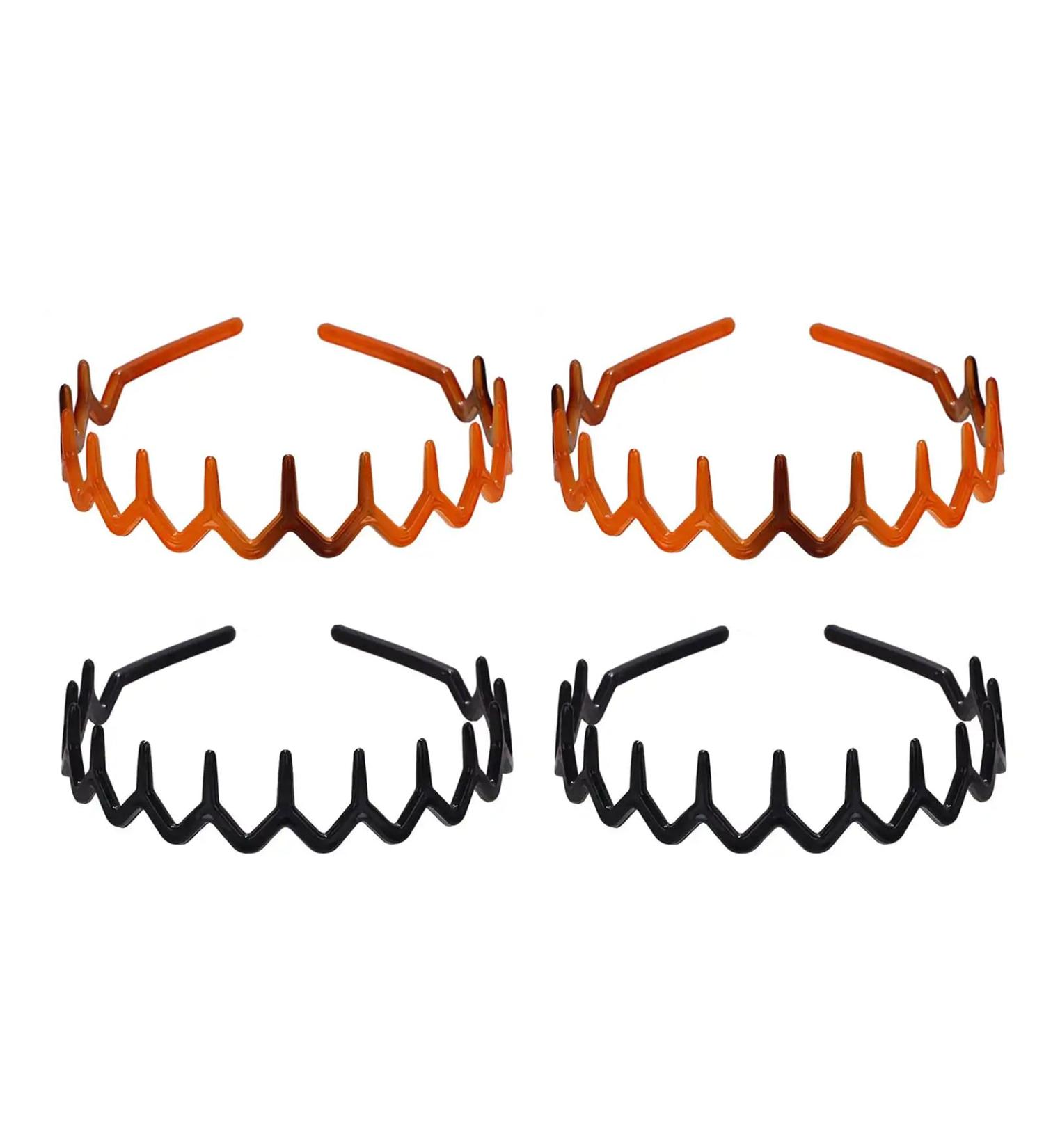 Richerarch Zig Zag Headbands 2 Pieces Shark Tooth Hair Comb Hairband Plastic Hair Bands with Elastic Non Slip Wavy(Black Brown) - Buy Online on GoSupps.com