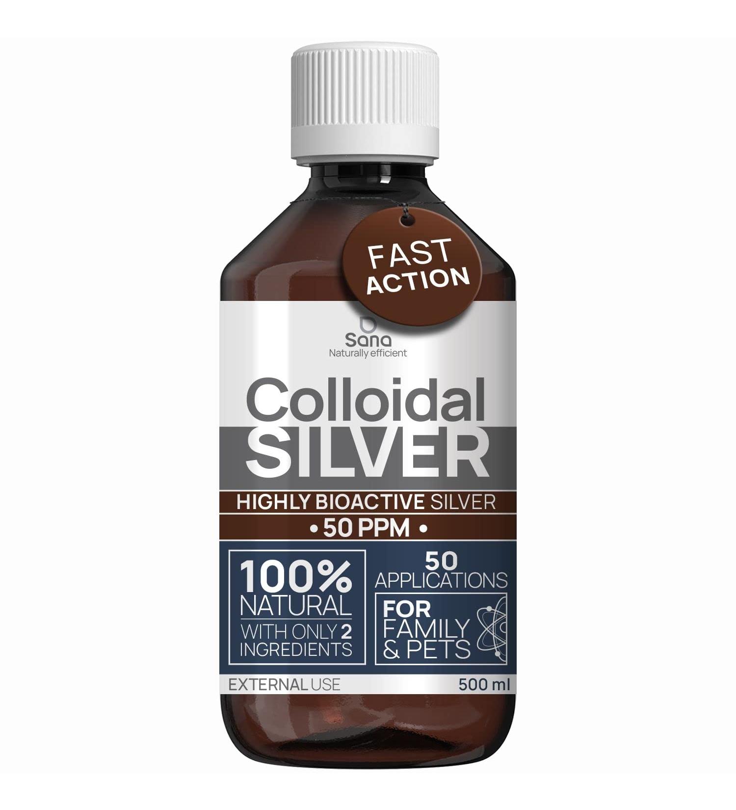 Colloidal Silver 50 PPM 500ml - Bio Active Hydrosol for Humans & Dogs - 100% Natural & Carbon Neutral - Buy Online on GoSupps.com