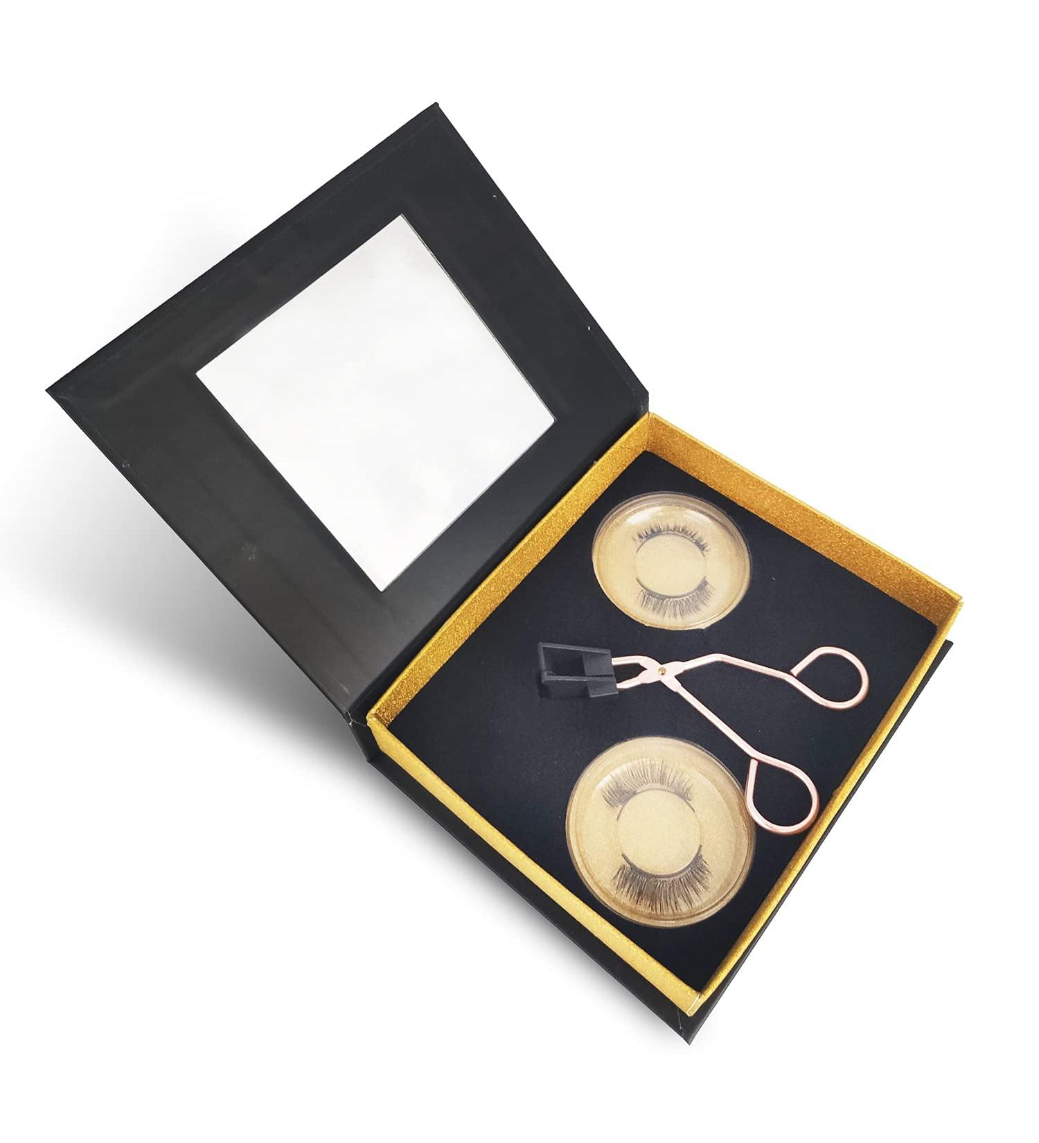 Magnetic Eyelashes Applicator Tool Kit | Glue-Free Upgrade with 2 Pairs Soft Natural-Looking False Eyelashes - Gold - Buy Online on GoSupps.com