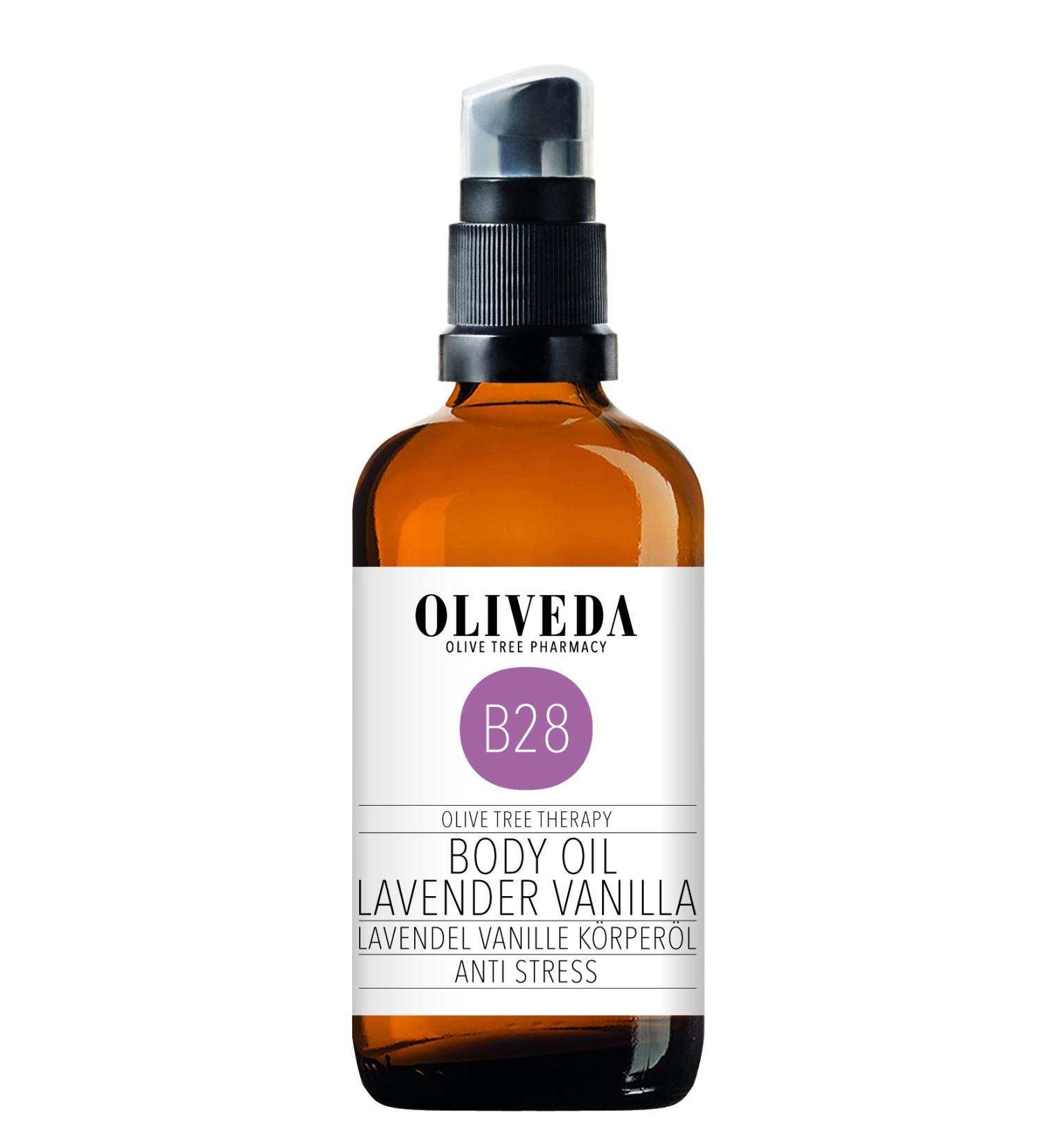Oliveda B28 Body Oil - Lavender Vanilla | Anti-Stress Natural Care Oil | Regenerative & Calming for Dry Skin - 100 ml - Buy Online on GoSupps.com