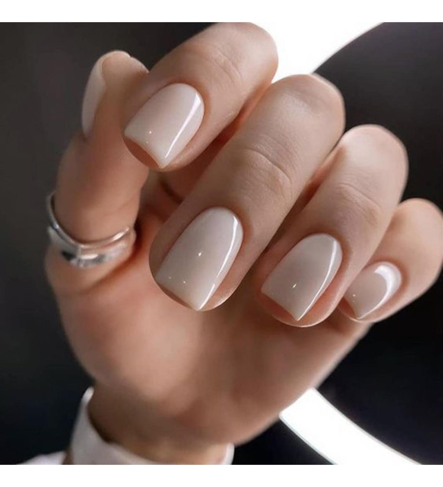 Modelones 32Pcs White Fall Press on Nails - Short Square Fake Nails | Reusable Nail Kit with Glue & File | 16 Sizes A1-Point Pink - Buy Online on GoSupps.com