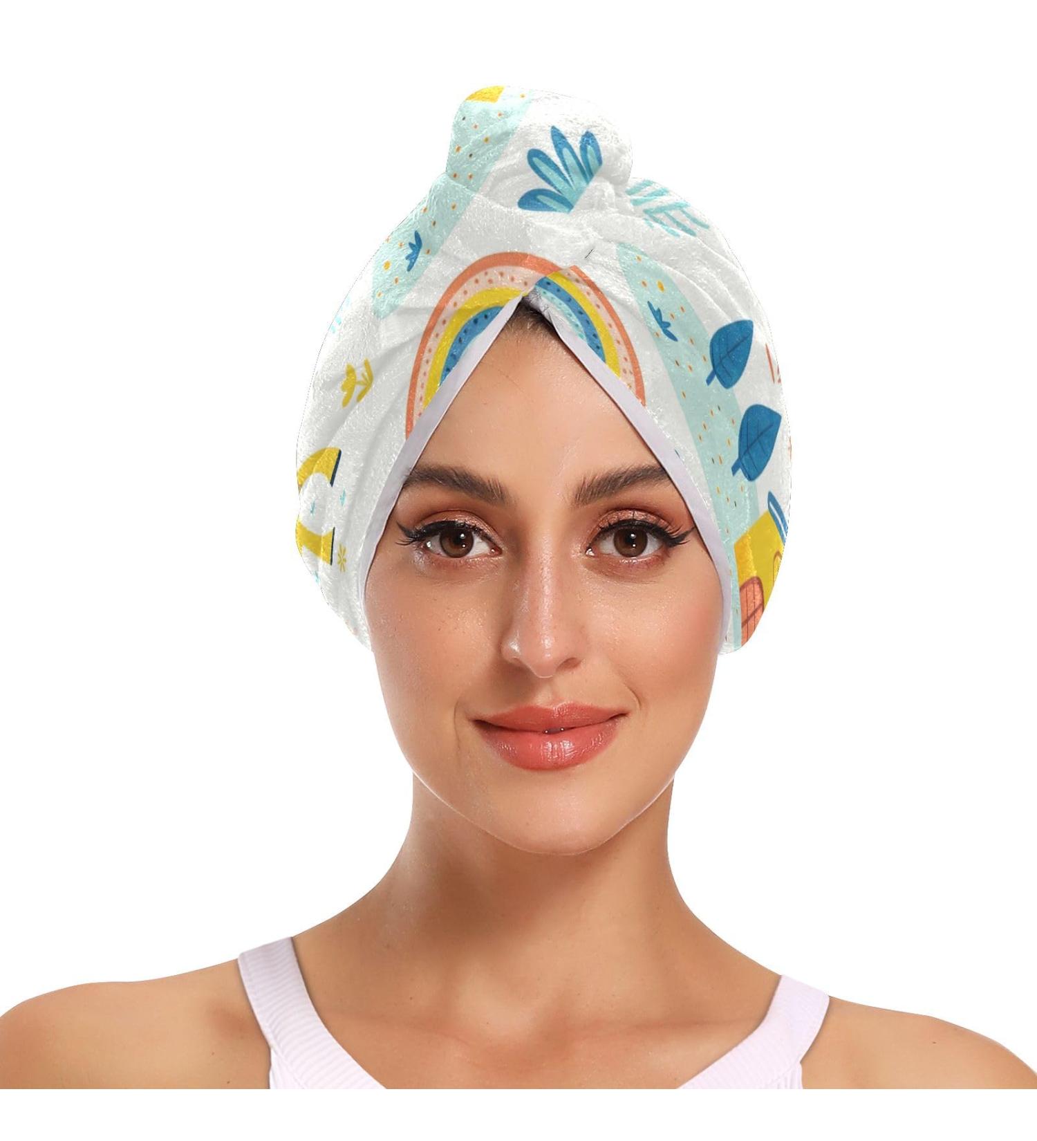 Cartoon Unicorn Hair Towel 2 Pack - Super Absorbent Quick Dry Hair Turbans for Women & Girls - Buy Online on GoSupps.com
