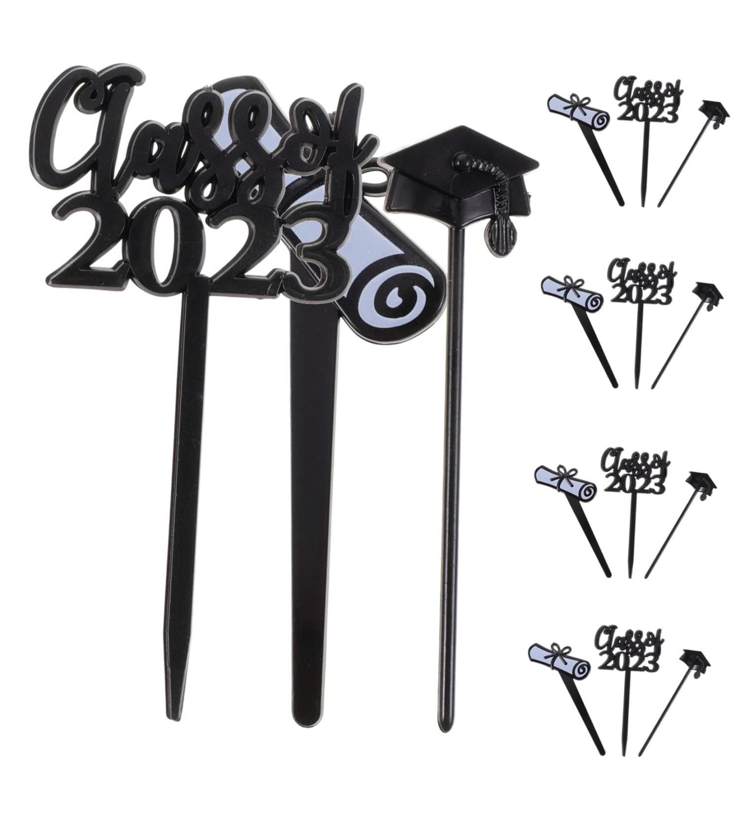 INOOMP 30pcs 2023 Graduation Cake Insert Nutcracker Cupcake Toppers Cupcake Picks Graduation Cupcake Toppers 2023 Graduation Cap Decorations Diploma Cake Toothpick Edible Plastic Food Black 7.6X4CM - Buy Online on GoSupps.com