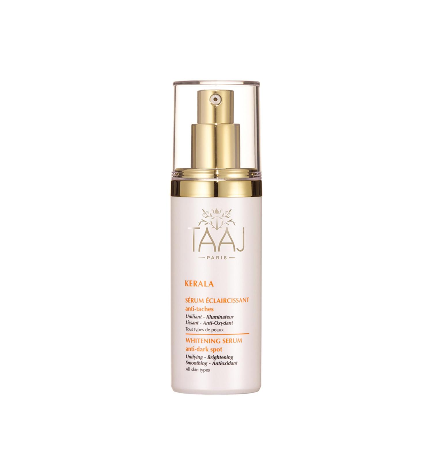 TAAJ | Kerala Anti-Dark Spot Brightening Serum | Dark Spots Fade | Skin is Clear | Complexion is Even | Made in France | CrueltyFree | 30ML - Buy Online on GoSupps.com