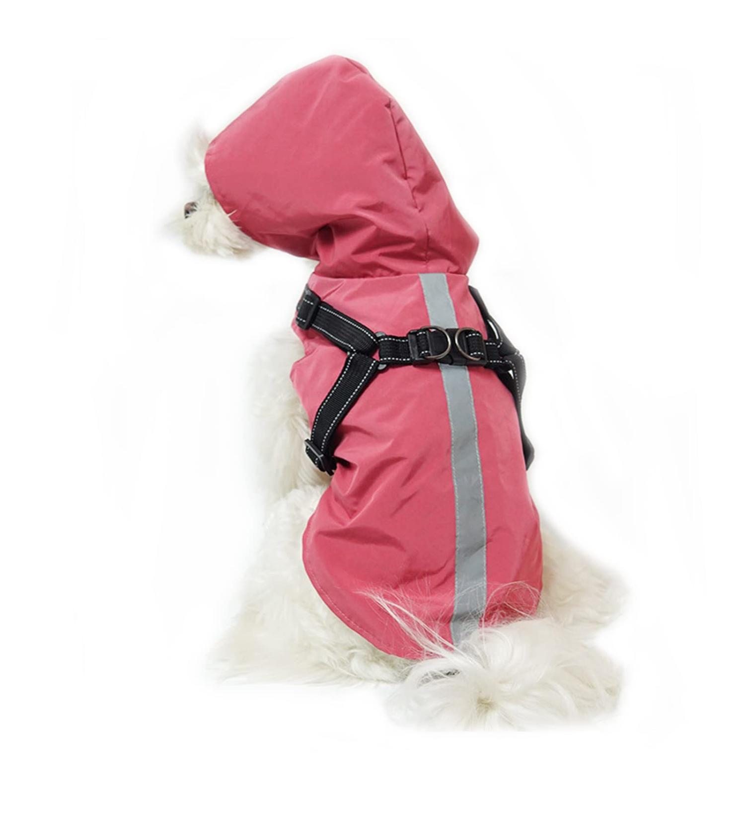 Dog Rain Coat with Dishes Hood - Waterproof Rain Jacket & Poncho for Small Medium Large Dogs - Reflective & Adjustable (M Pink) - Buy Online on GoSupps.com