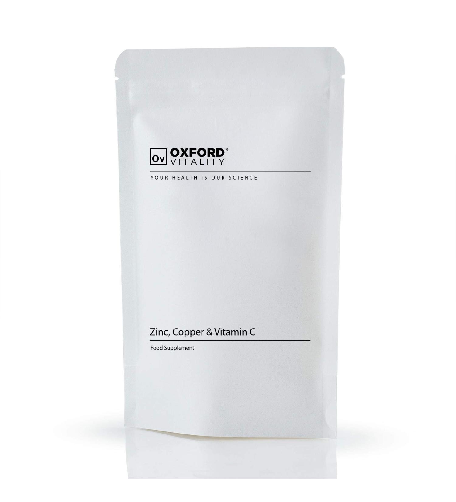 Zinc Copper Vitamin C Tablets for General Health, Hair, Skin, Nails | Oxford Vitality 500 - Buy Online on GoSupps.com